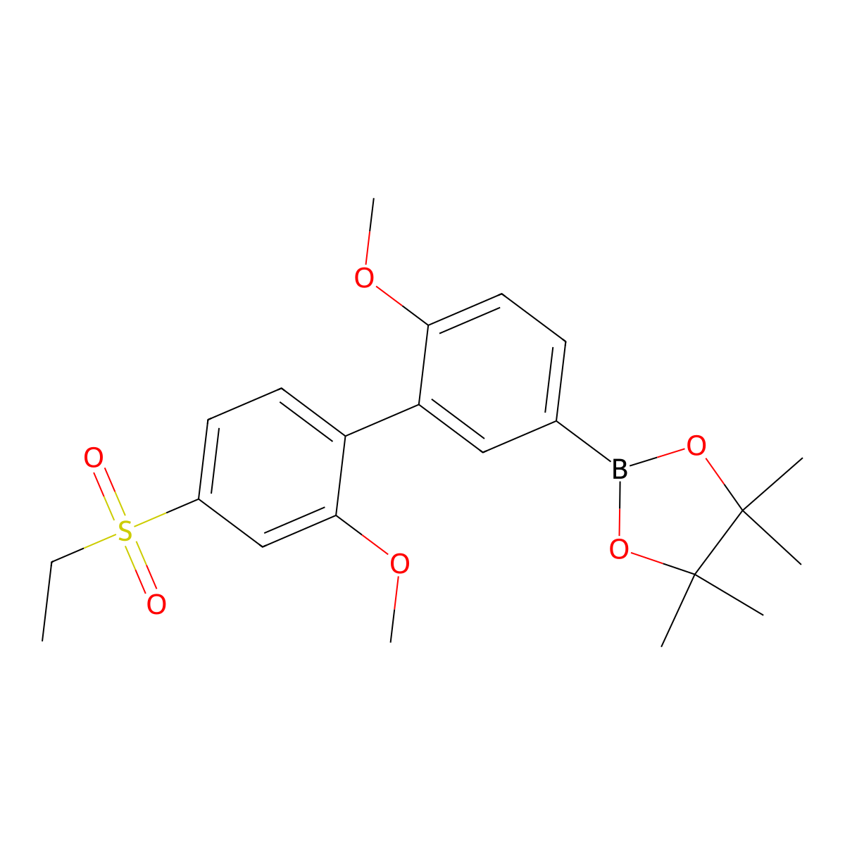 2-(4'-(Ethylsulfonyl)-2',6-dimethoxy-[1,1'-biphenyl]-3-yl)-4,4,5,5-tetramethyl-1,3,2-dioxaborolane molecular structure, CAS 1614246-68-2