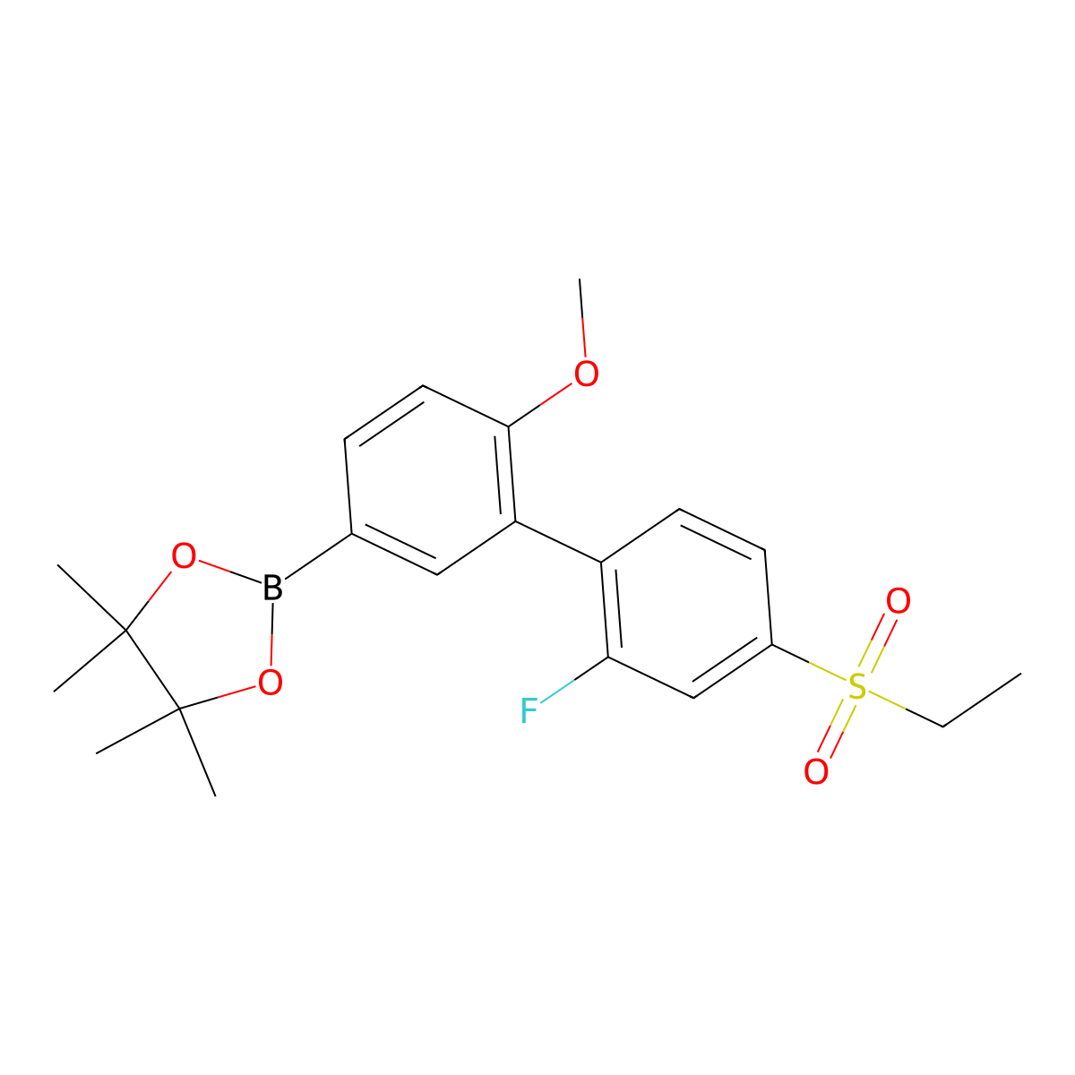 2-(4'-(Ethylsulfonyl)-2'-fluoro-6-methoxy-[1,1'-biphenyl]-3-yl)-4,4,5,5-tetramethyl-1,3,2-dioxaborolane molecular structure, CAS 1614246-76-2