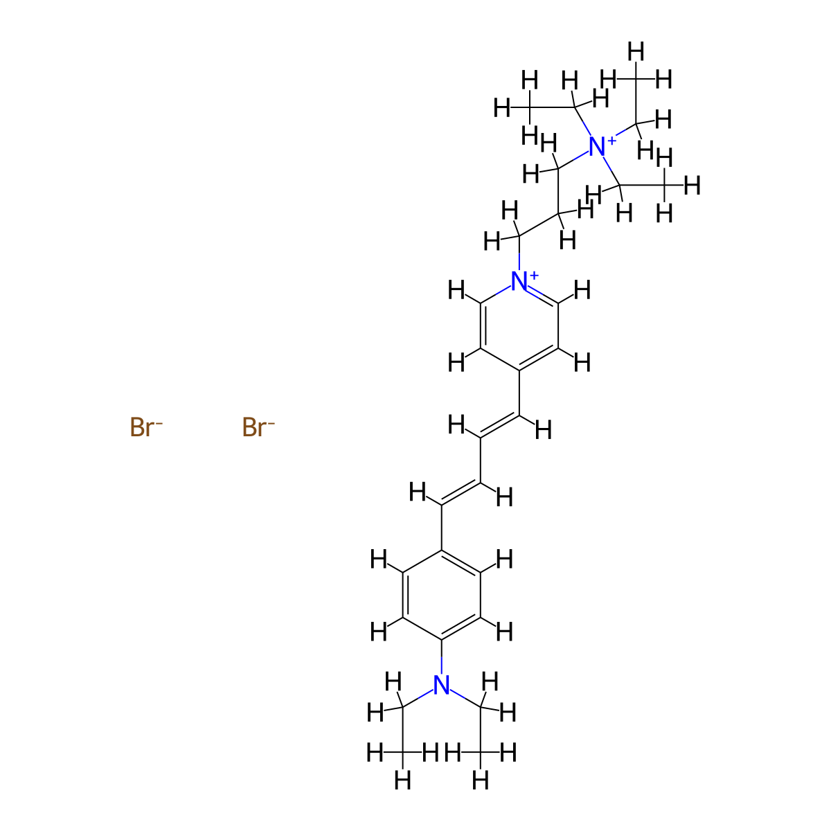 Pyridinium, 4-(4-(4-(diethylamino)phenyl)-1,3-butadien-1-yl)-1-(3-(triethylammonio)propyl)-, bromide (1:2) molecular structure, CAS 161433-30-3