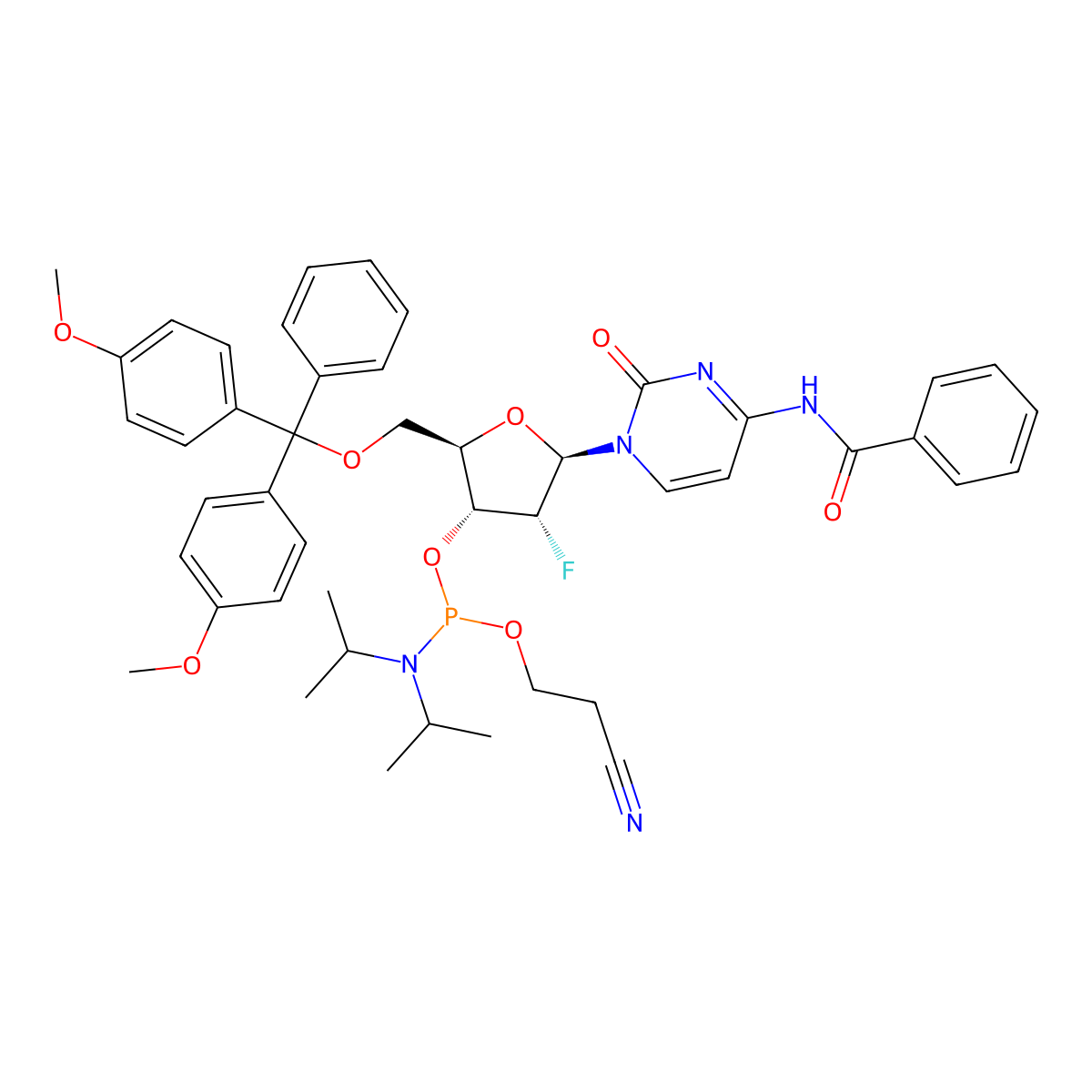 2'-F-Bz-dC Phosphoramidite molecular structure, CAS 161442-19-9