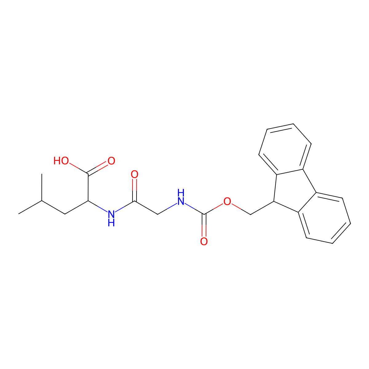 (2S)-2-[2-({[(9H-fluoren-9-yl)methoxy]carbonyl}amino)acetamido]-4-methylpentanoic acid molecular structure, CAS 161452-54-6
