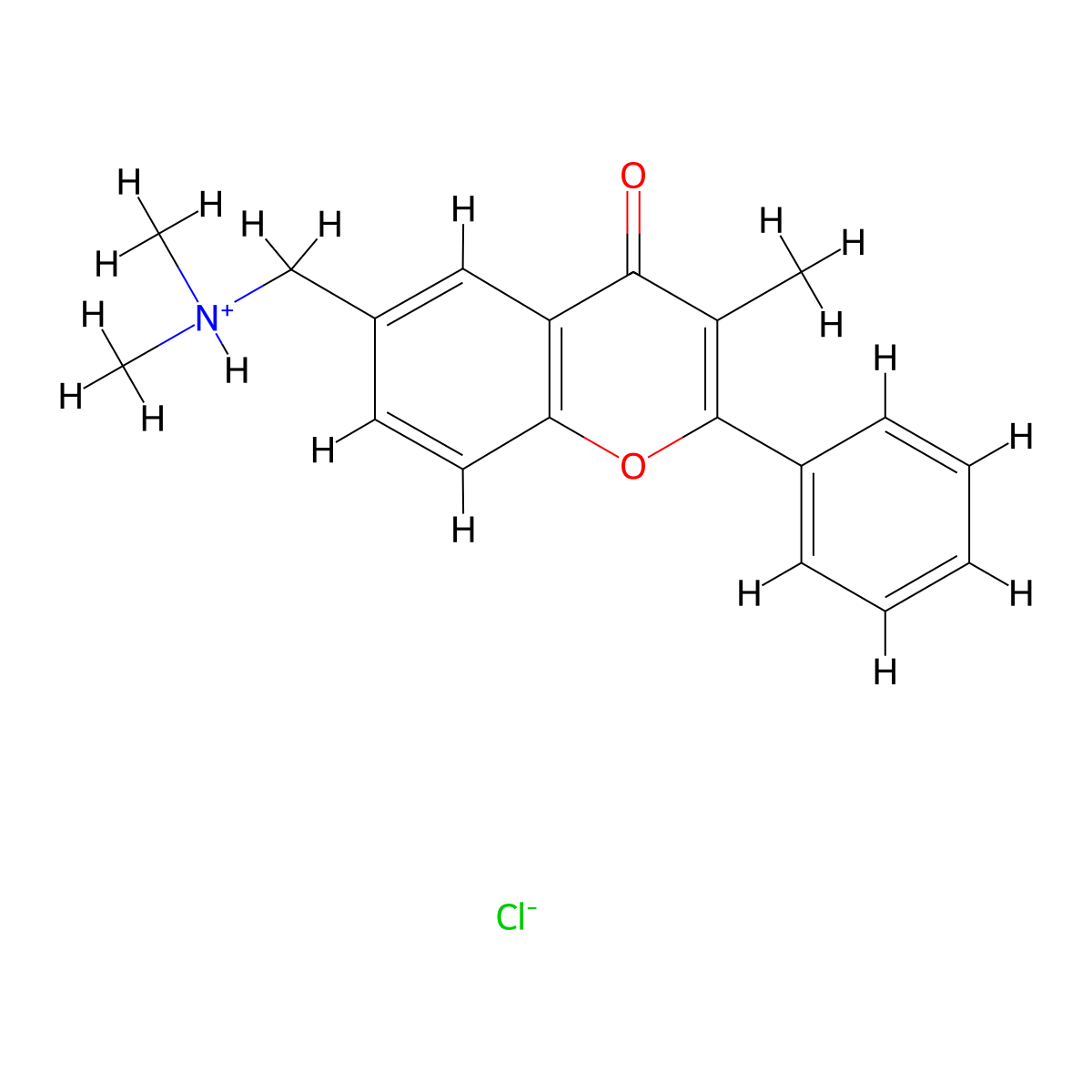Flavone, 6-((dimethylamino)methyl)-3-methyl-, monohydrochloride molecular structure, CAS 16146-81-9