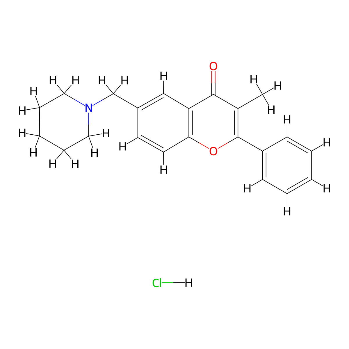 Flavone, 3-methyl-6-piperidinomethyl-, monohydrochloride molecular structure, CAS 16146-82-0