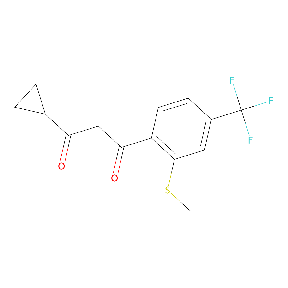 1-Cyclopropyl-3-(2-methylthio-4-trifluoromethylphenyl)-1,3-propanedione molecular structure, CAS 161462-35-7