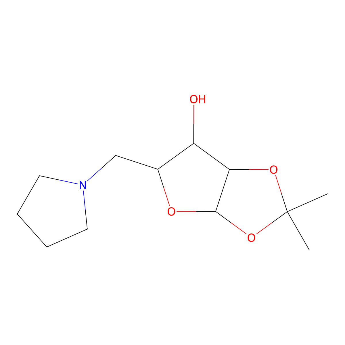 (3aR,5R,6S,6aR)-2,2-Dimethyl-5-(pyrrolidin-1-ylmethyl)-tetrahydro-2H-furo[2,3-d][1,3]dioxol-6-ol molecular structure, CAS 161468-28-6