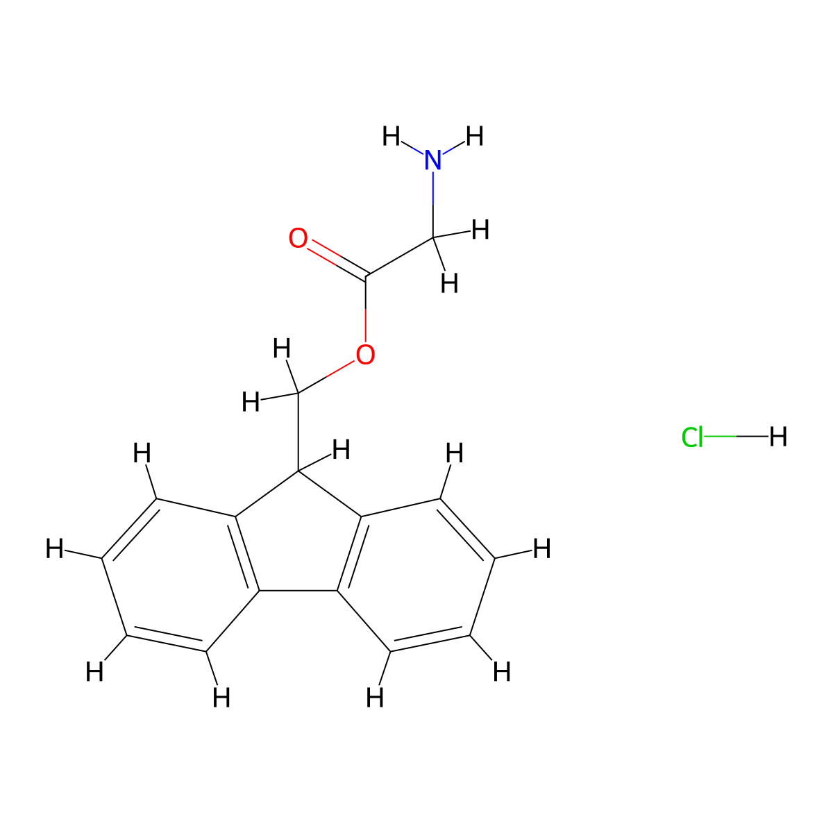 (9H-Fluoren-9-yl)methyl glycinate hydrochloride molecular structure, CAS 161484-94-2