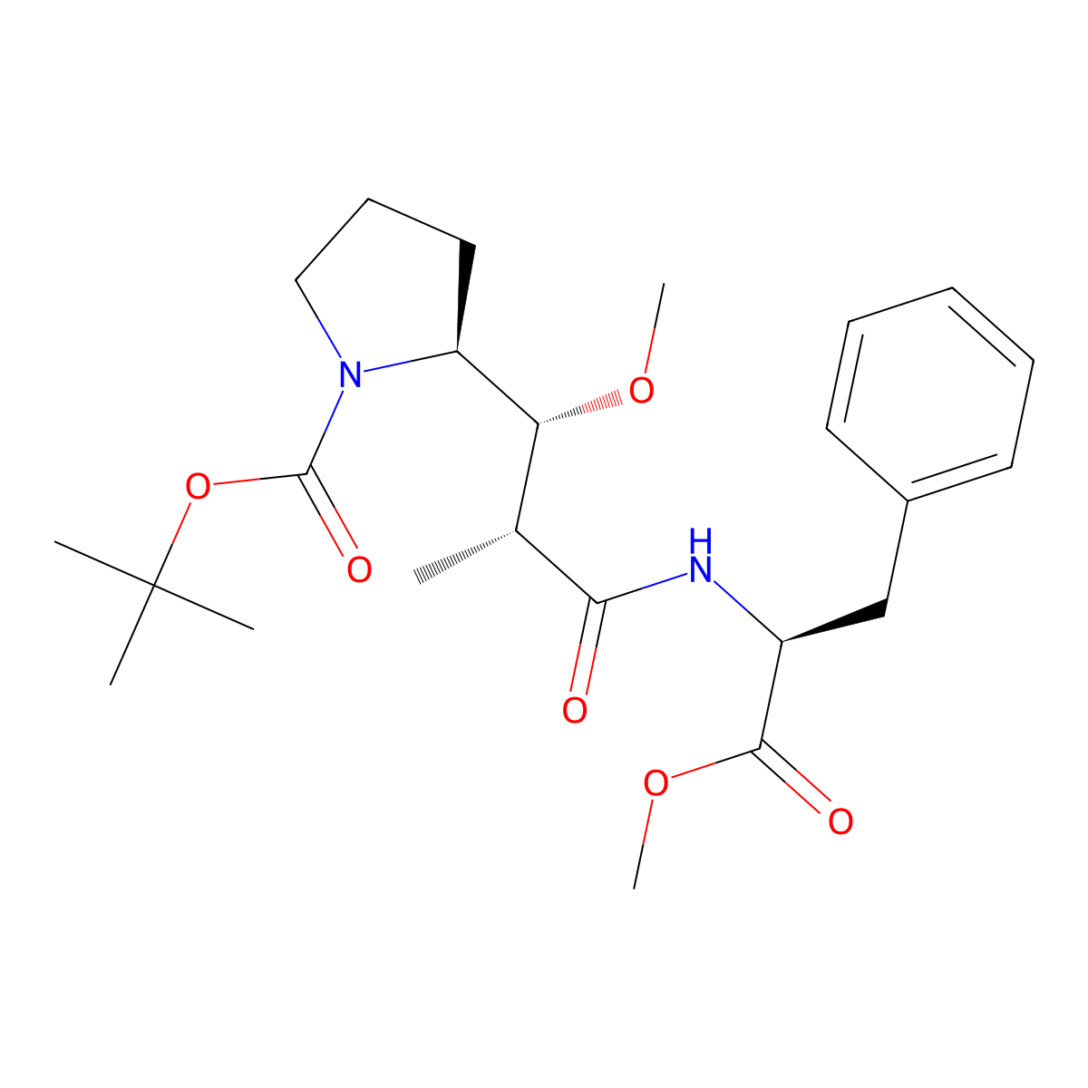 tert-Butyl (S)-2-((1R,2R)-1-methoxy-3-(((S)-1-methoxy-1-oxo-3-phenylpropan-2-yl)amino)-2-methyl-3-oxopropyl)pyrrolidine-1-carboxylate molecular structure, CAS 161485-82-1