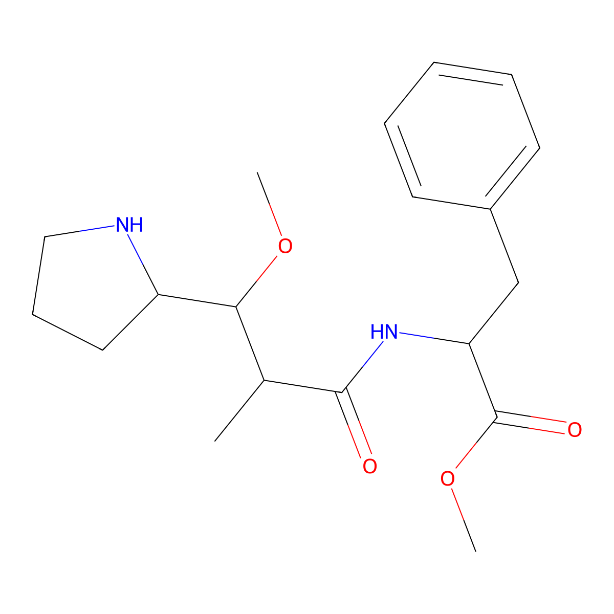 Methyl 2-[(3-methoxy-2-methyl-3-pyrrolidin-2-ylpropanoyl)amino]-3-phenylpropanoate molecular structure, CAS 161485-87-6