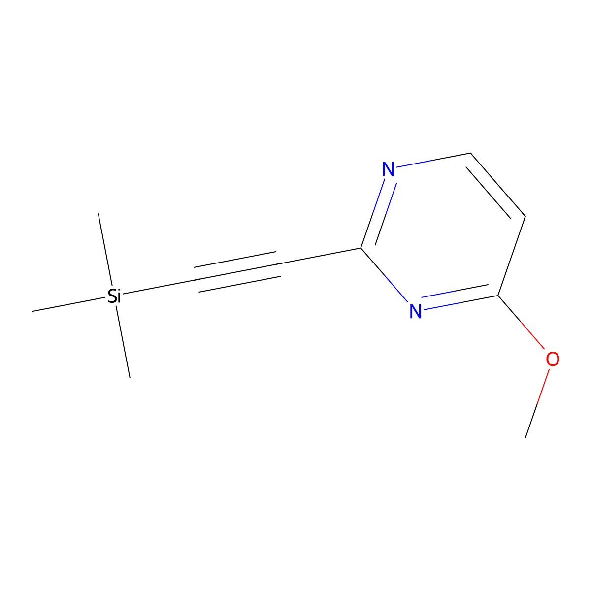 4-Methoxy-2-((trimethylsilyl)ethynyl)pyrimidine molecular structure, CAS 161489-00-5