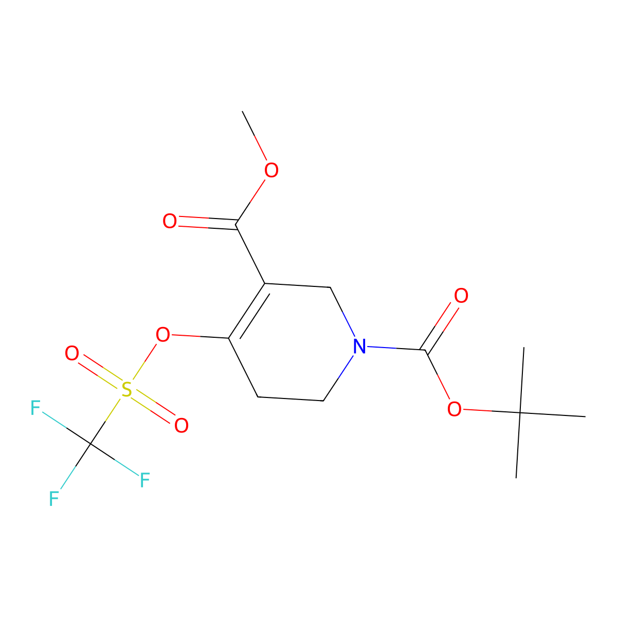 1-Tert-butyl 3-methyl 4-(trifluoromethanesulfonyloxy)-1,2,5,6-tetrahydropyridine-1,3-dicarboxylate molecular structure, CAS 161491-25-4