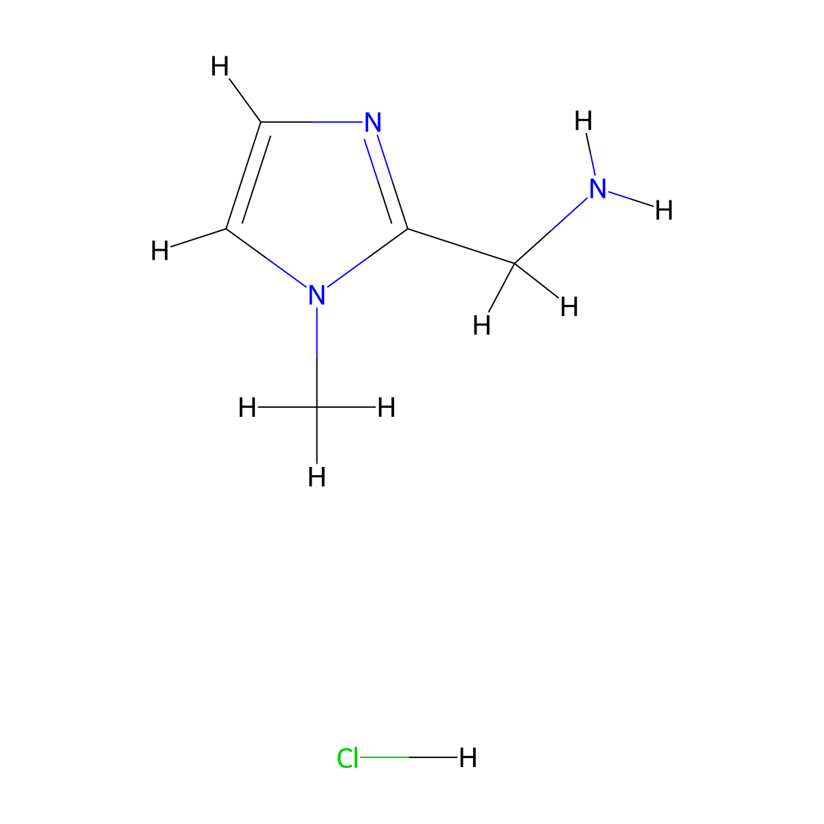(1-methyl-1H-imidazol-2-yl)methanamine hydrochloride molecular structure, CAS 161493-94-3