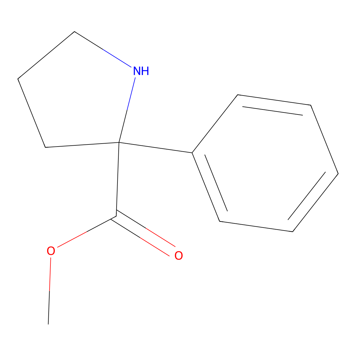 Methyl 2-phenylpyrrolidine-2-carboxylate molecular structure, CAS 161499-31-6