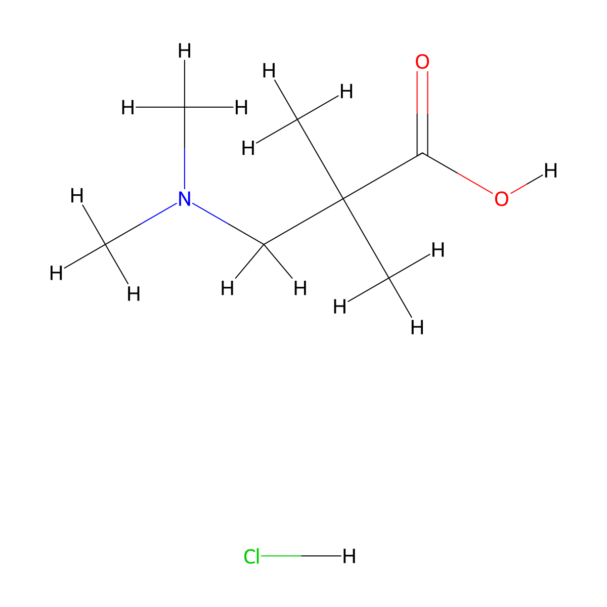 3-(Dimethylamino)-2,2-dimethylpropanoic acid hydrochloride molecular structure, CAS 1615-10-7