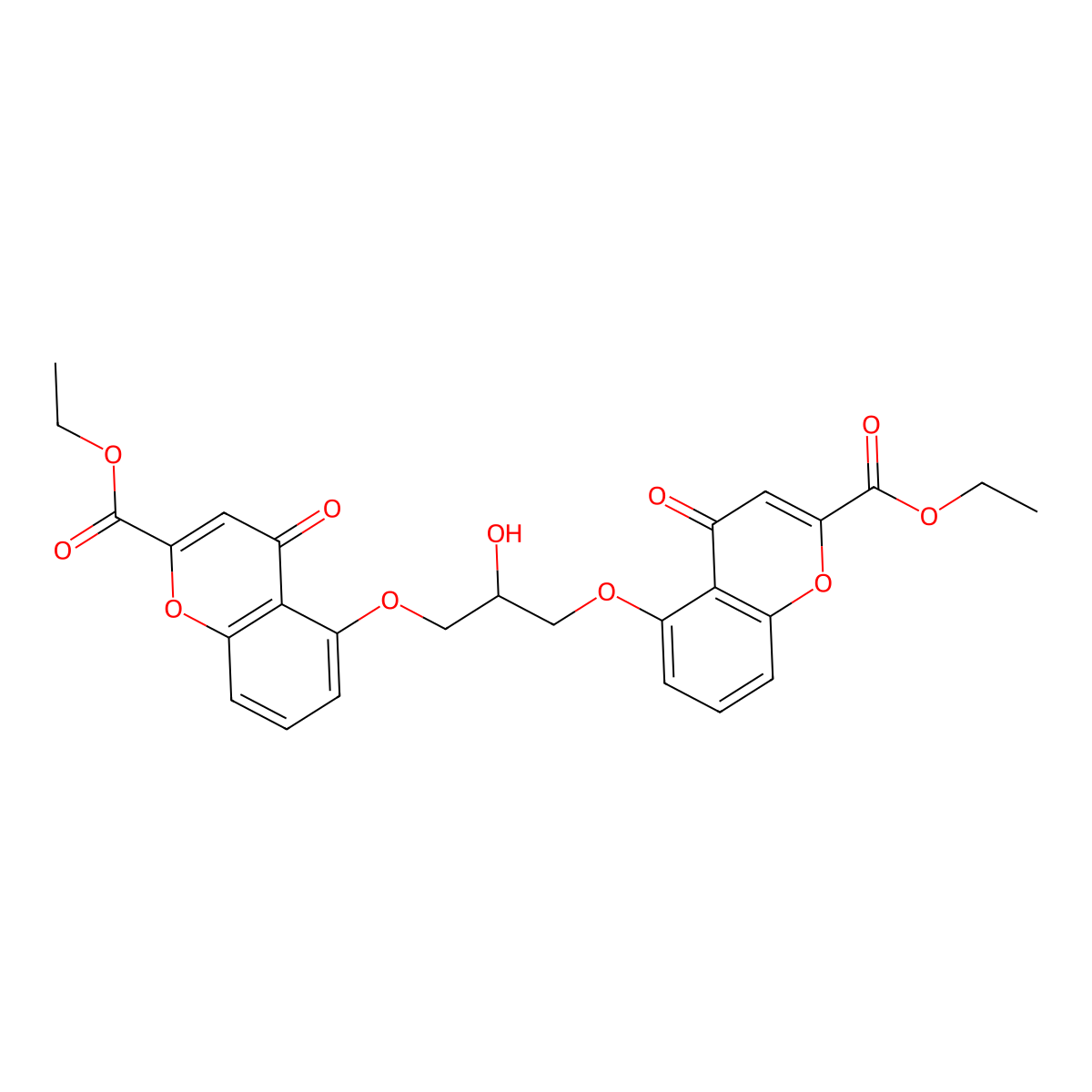 4H-1-Benzopyran-2-carboxylic acid, 5,5'-((2-hydroxy-1,3-propanediyl)bis(oxy))bis(4-oxo) diethyl ester molecular structure, CAS 16150-45-1