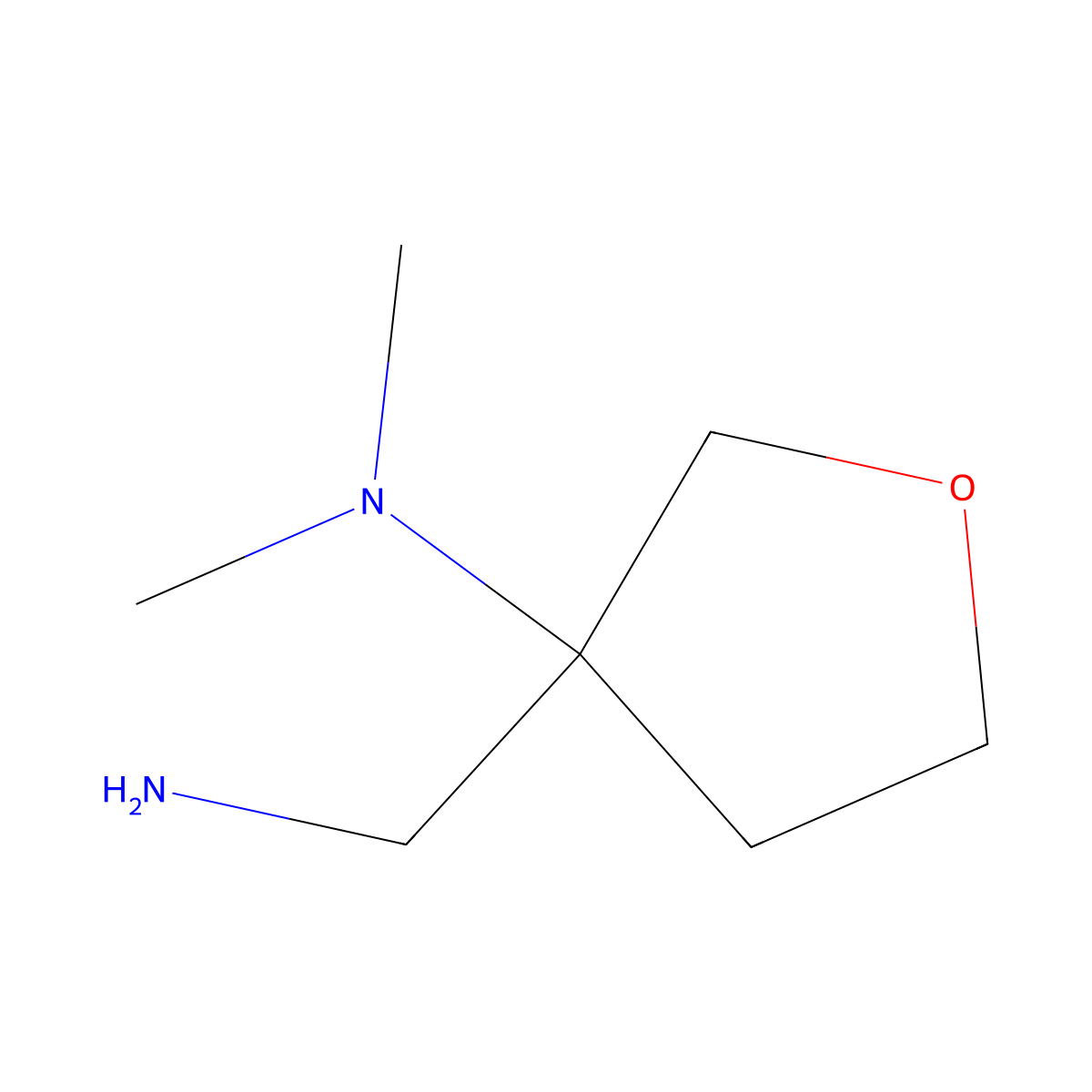 3-(aminomethyl)-N,N-dimethyloxolan-3-amine molecular structure, CAS 161500-02-3