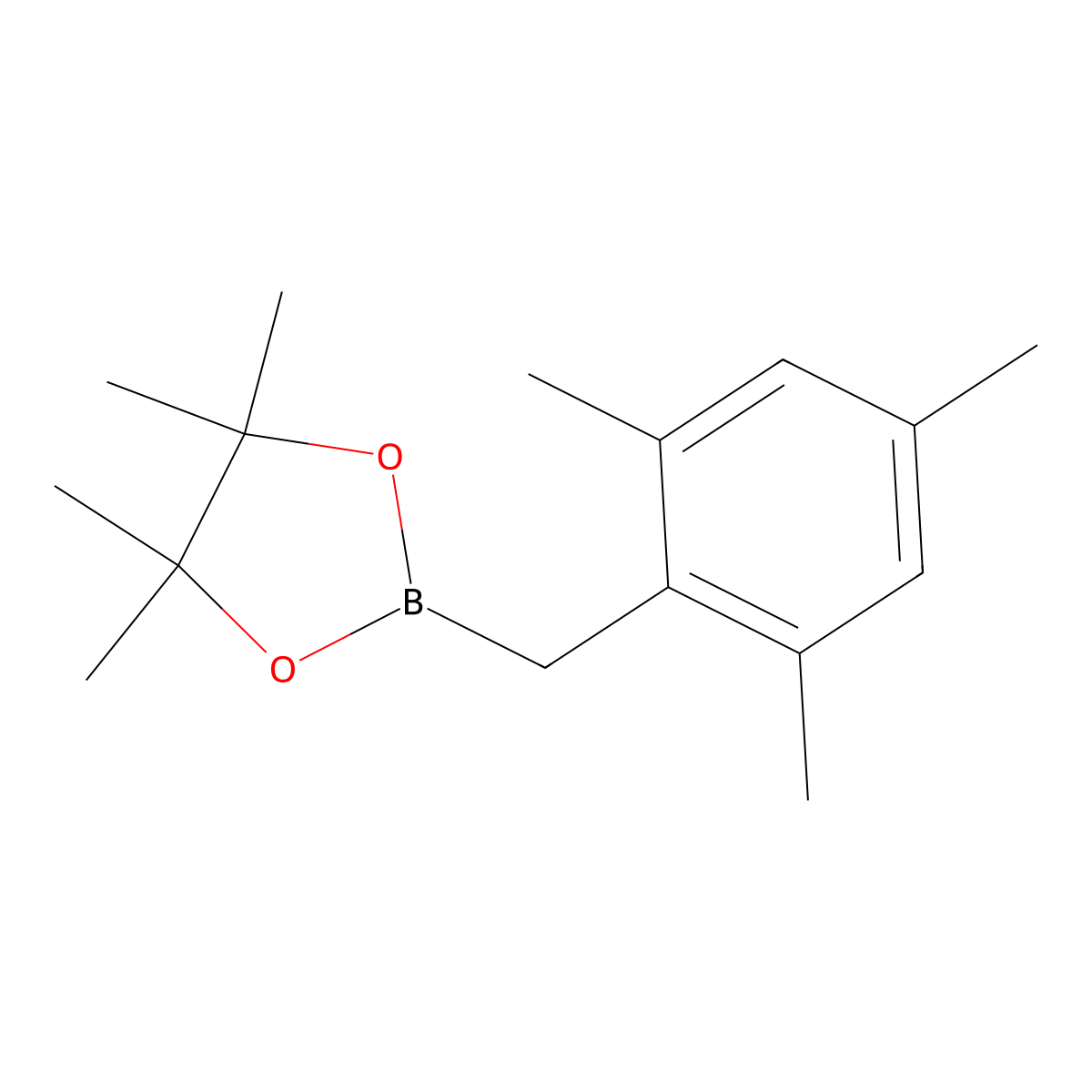 1,3,2-Dioxaborolane, 4,4,5,5-tetramethyl-2-[(2,4,6-trimethylphenyl)methyl]- molecular structure, CAS 1615227-16-1