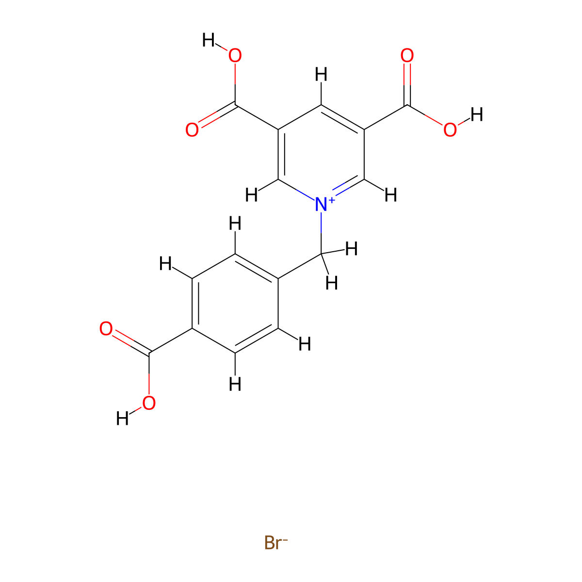 3,5-Dicarboxy-1-(4-carboxybenzyl)pyridin-1-ium bromide molecular structure, CAS 1615235-54-5