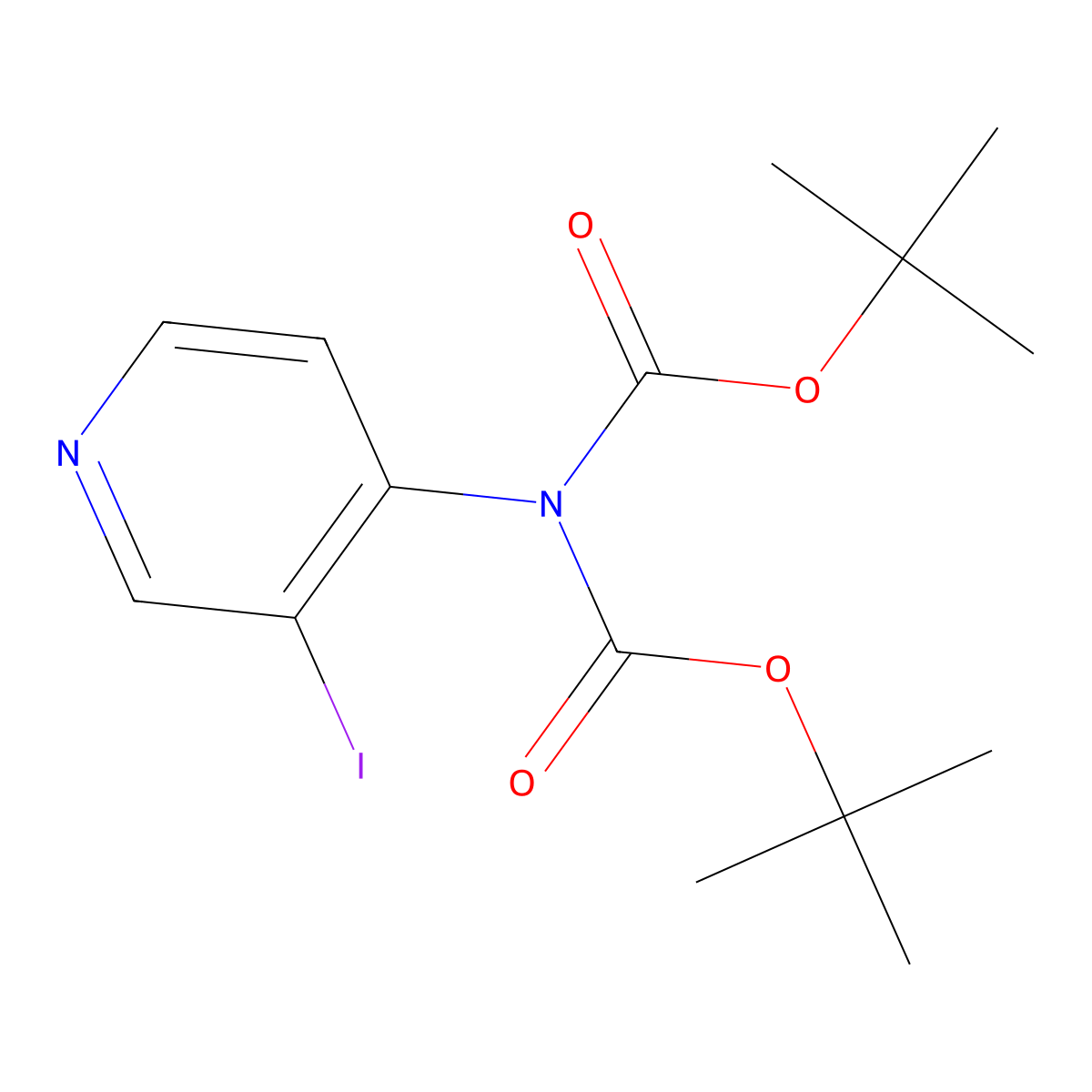 3-iodopyridin-4-di-Boc-amine molecular structure, CAS 1615246-32-6