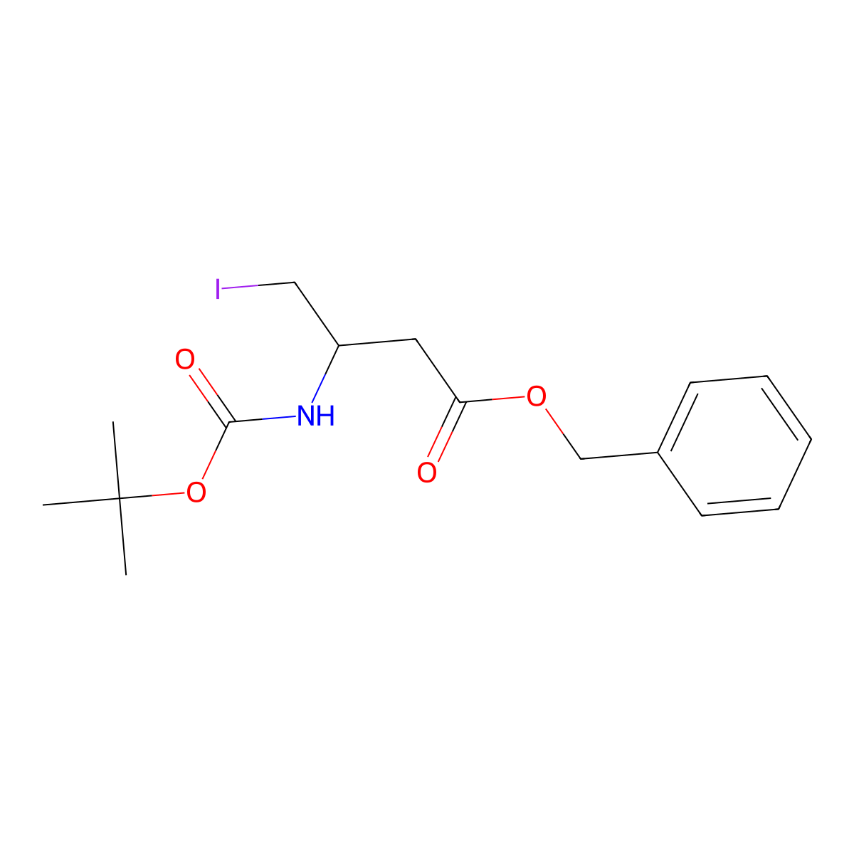 Benzyl (S)-3-(Boc-amino)-4-iodobutanoate molecular structure, CAS 161529-22-2