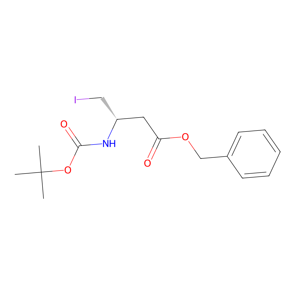 Benzyl (S)-3-(Boc-amino)-4-iodobutanoate molecular structure, CAS 161529-22-2