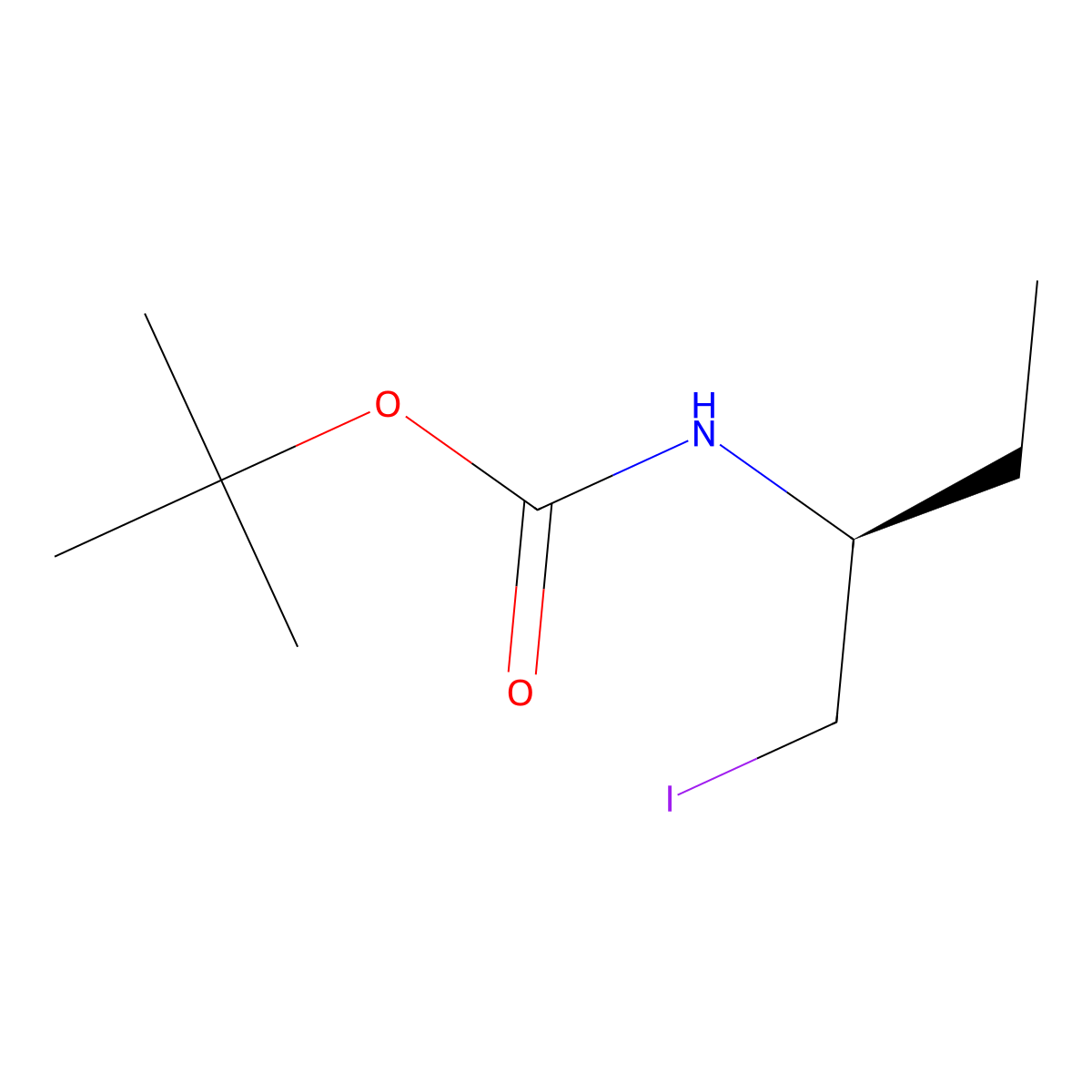 Carbamic acid, (1-(iodomethyl)propyl)-, 1,1-dimethylethyl ester, (S)- molecular structure, CAS 161529-23-3