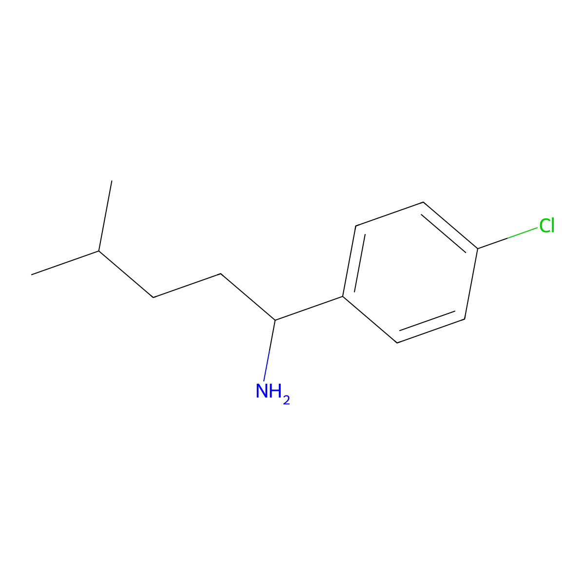 1-(4-Chlorophenyl)-4-methylpentan-1-amine molecular structure, CAS 161531-24-4
