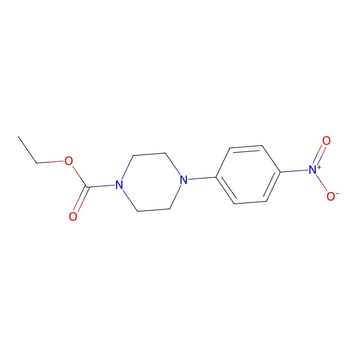 Ethyl 4-(4-nitrophenyl)piperazine-1-carboxylate molecular structure, CAS 16154-60-2