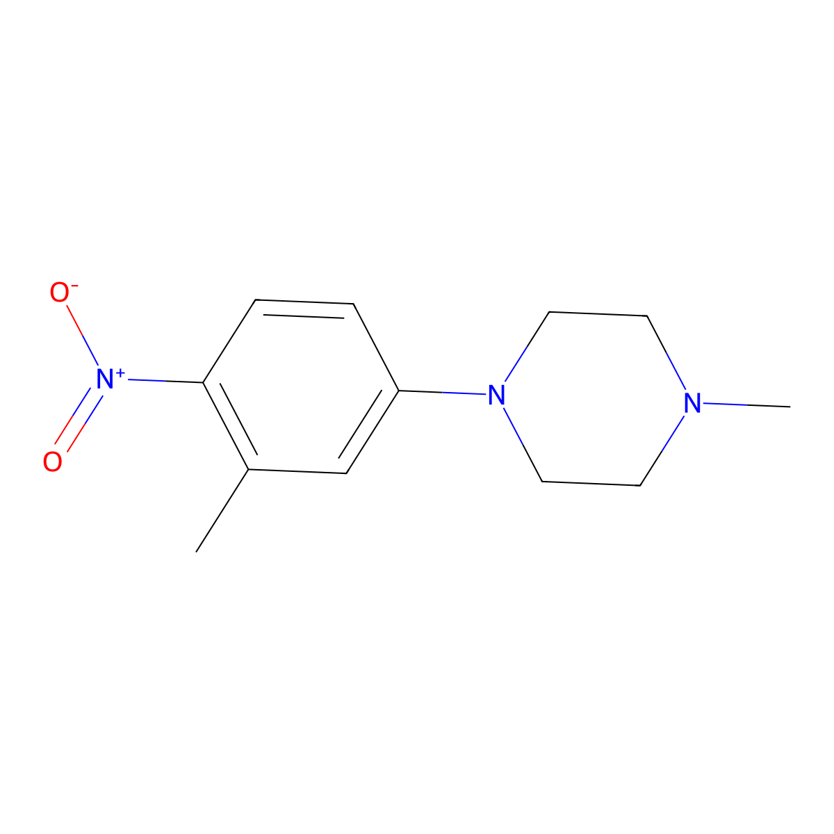 1-Methyl-4-(3-methyl-4-nitrophenyl)piperazine molecular structure, CAS 16154-61-3