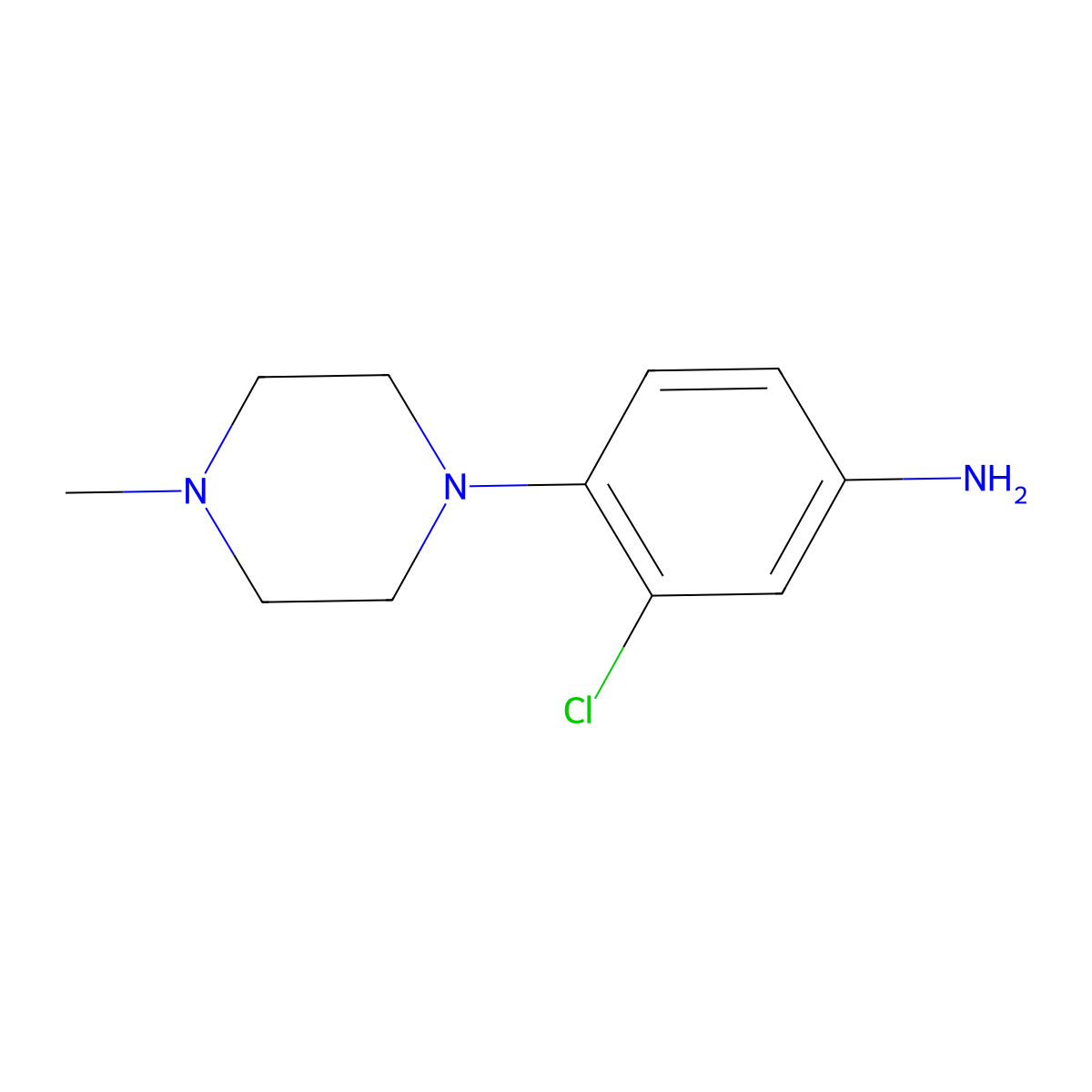 3-Chloro-4-(4-methylpiperazin-1-yl)aniline molecular structure, CAS 16154-72-6