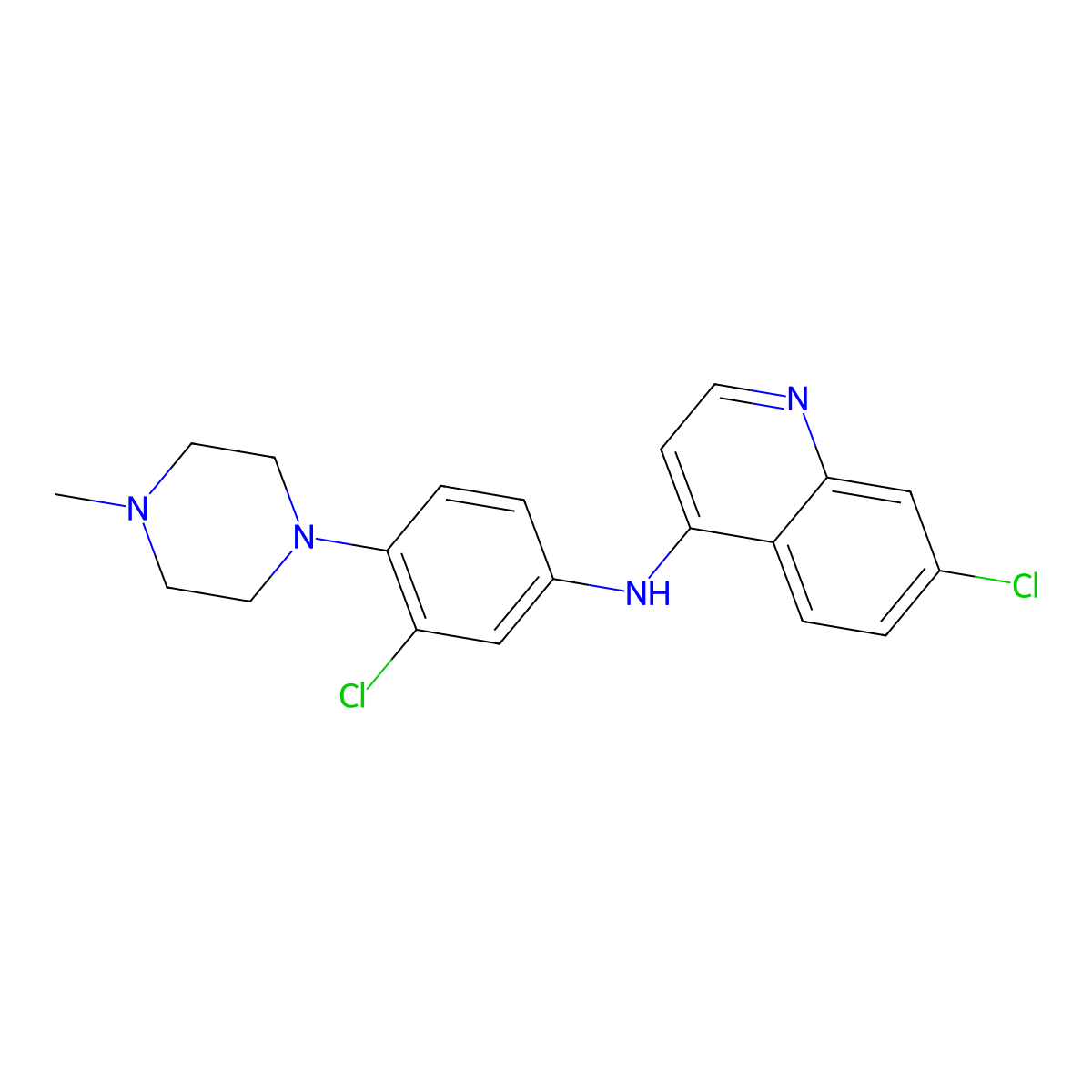 7-chloro-N-[3-chloro-4-(4-methylpiperazin-1-yl)phenyl]quinolin-4-amine molecular structure, CAS 16154-92-0