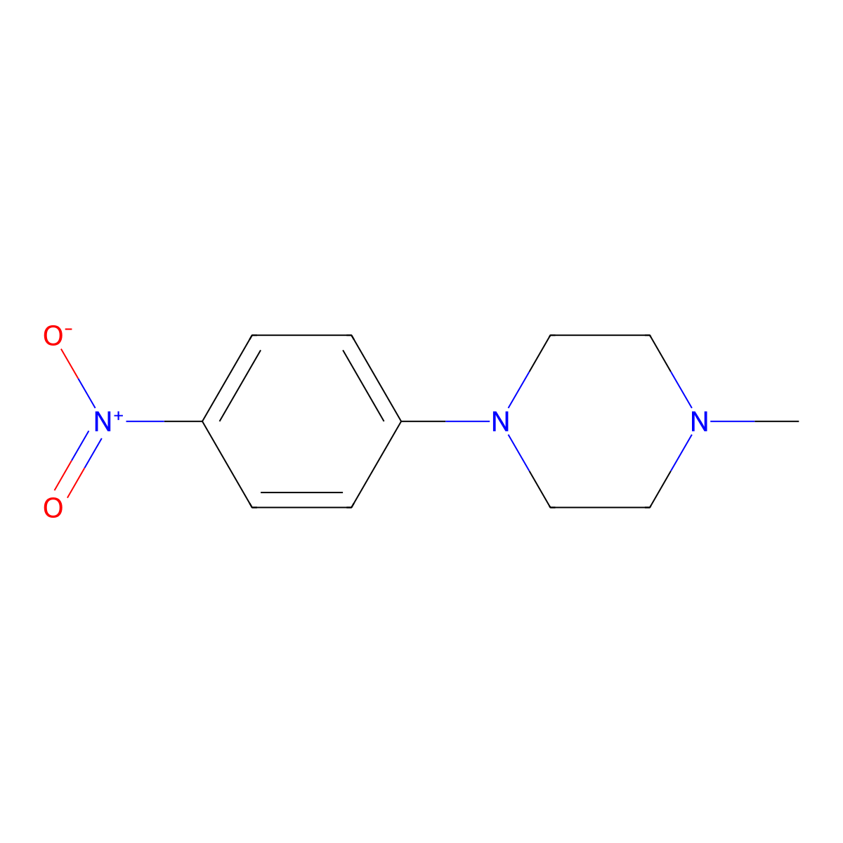 1-Methyl-4-(4-nitrophenyl)piperazine molecular structure, CAS 16155-03-6