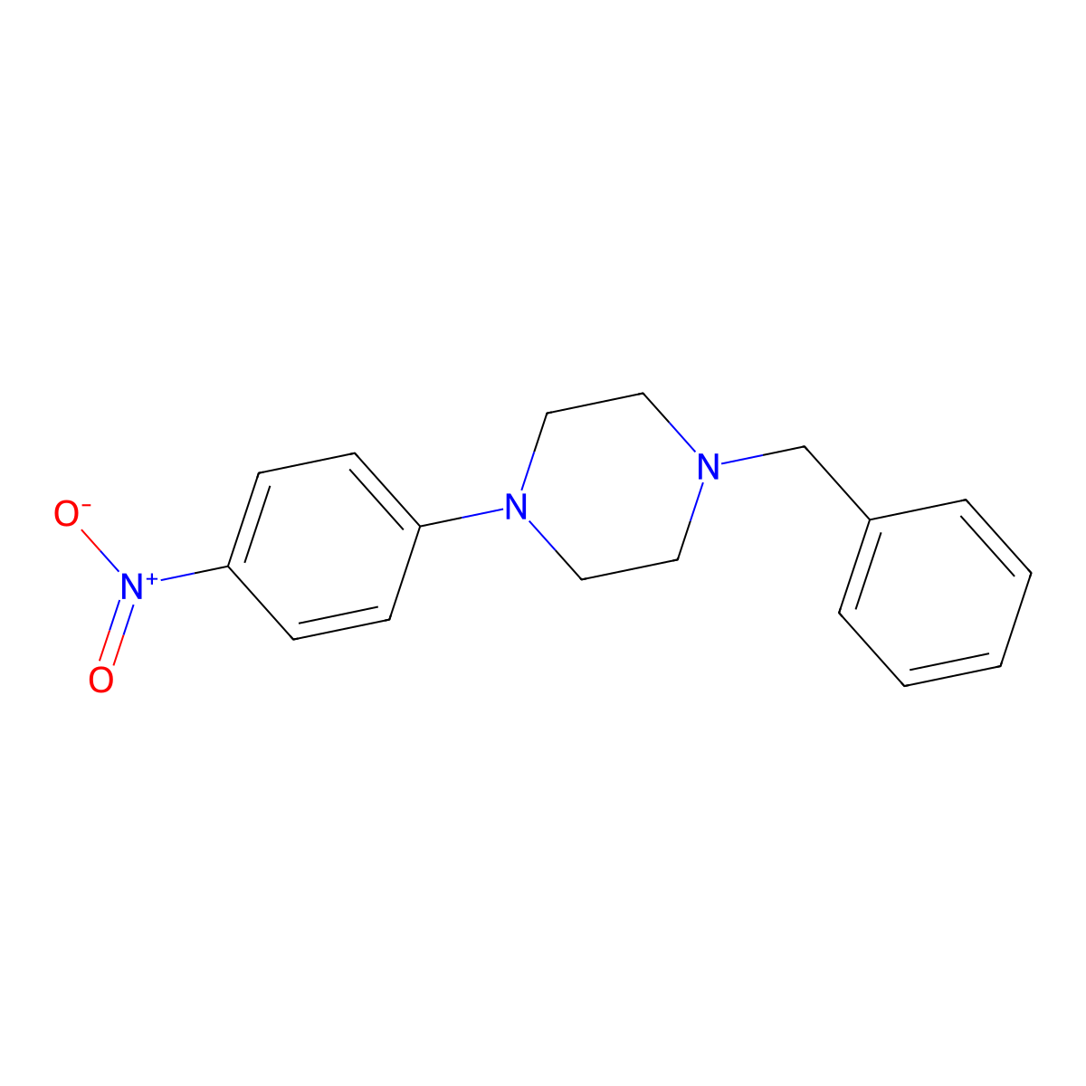 1-Benzyl-4-(4-nitrophenyl)piperazine molecular structure, CAS 16155-08-1