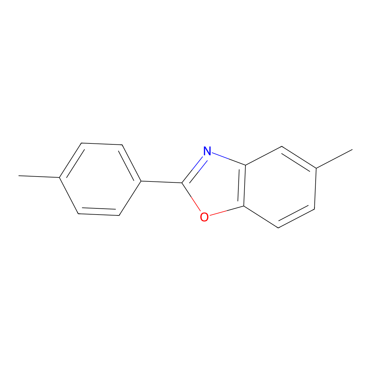 Benzoxazole, 5-methyl-2-(4-methylphenyl)- molecular structure, CAS 16155-94-5