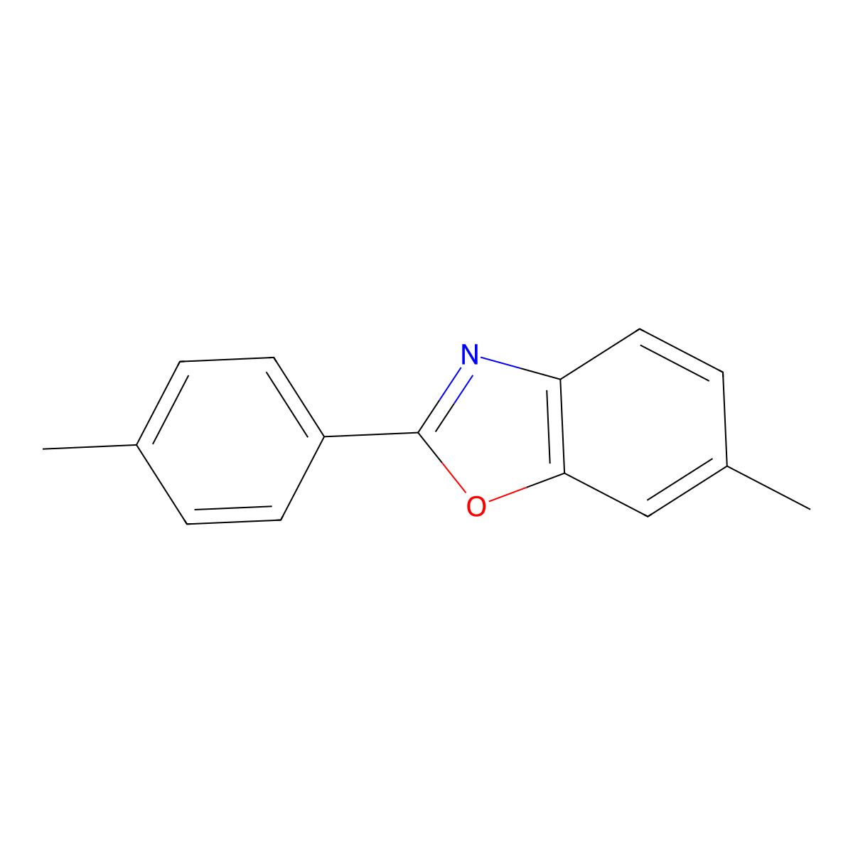Benzoxazole, 6-methyl-2-(4-methylphenyl)- molecular structure, CAS 16155-95-6