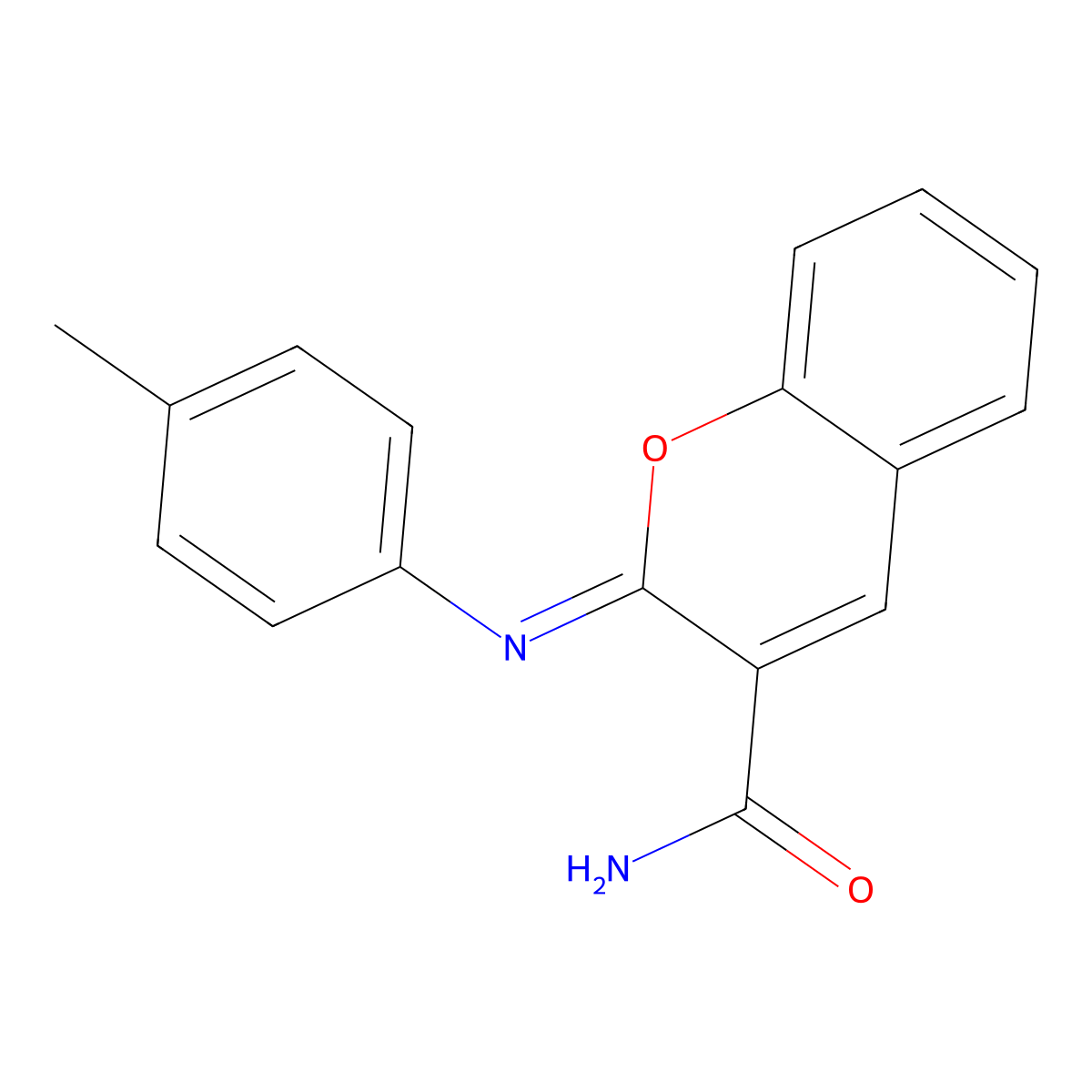 (2Z)-2-[(4-methylphenyl)imino]-2H-chromene-3-carboxamide molecular structure, CAS 161554-55-8