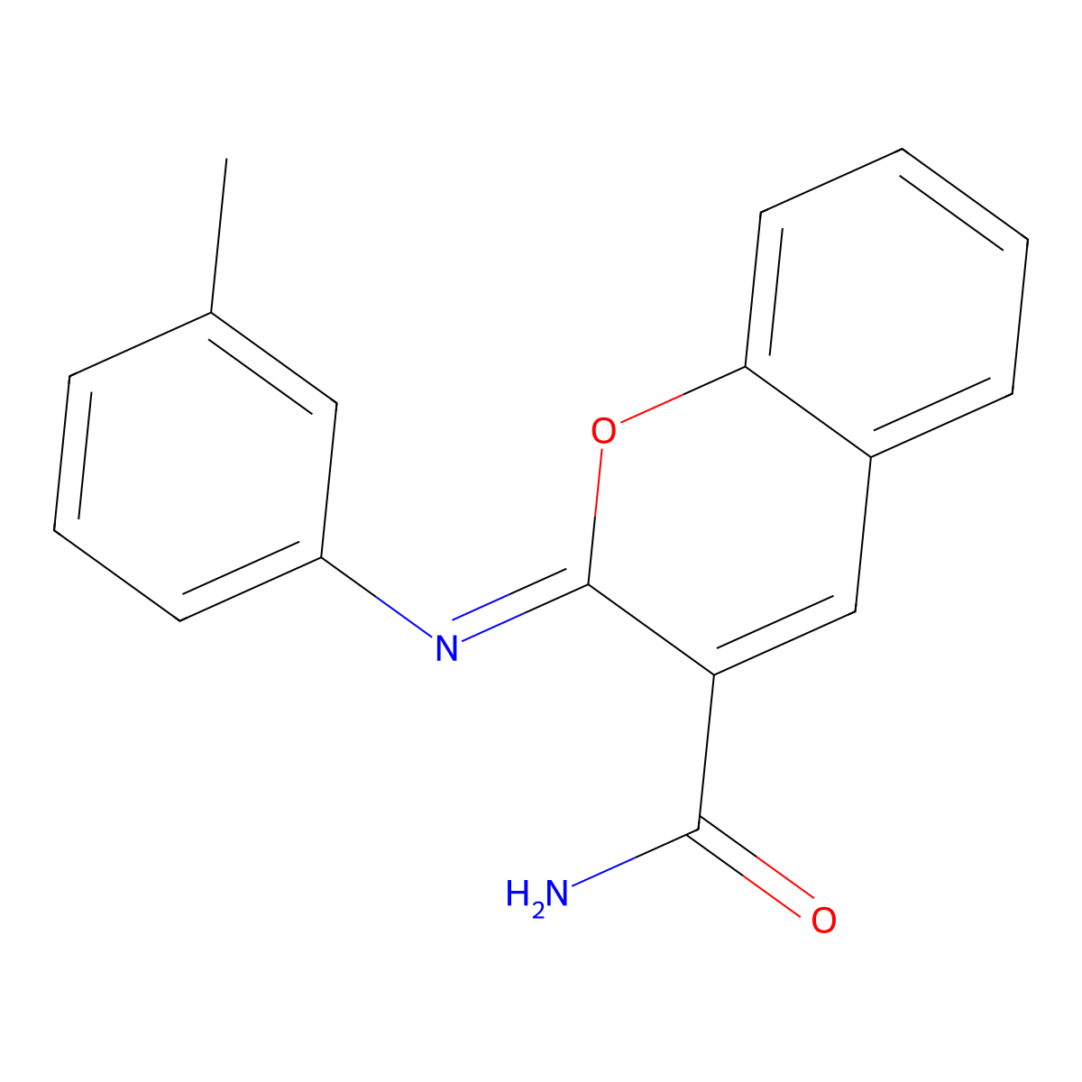 (2Z)-2-[(3-methylphenyl)imino]-2H-chromene-3-carboxamide molecular structure, CAS 161554-56-9