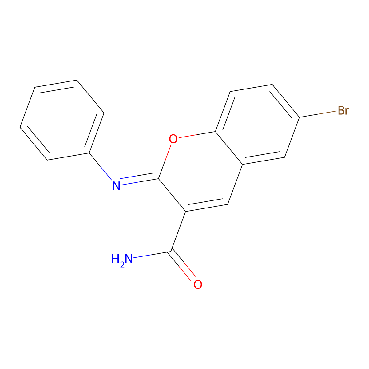 6-bromo-2-(phenylimino)-2H-chromene-3-carboxamide molecular structure, CAS 161554-61-6