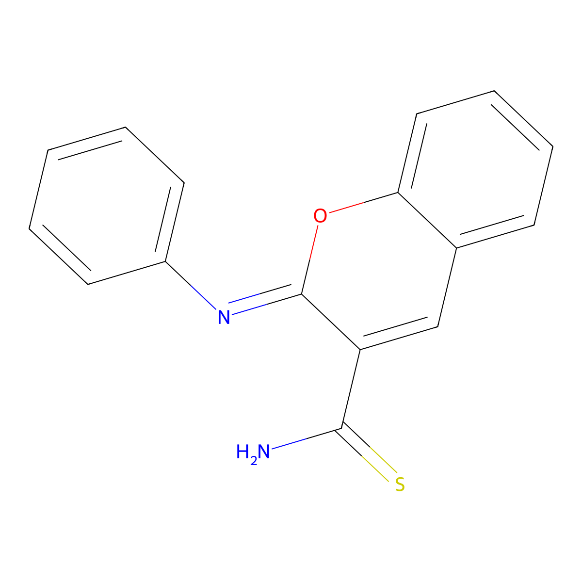 (2Z)-2-(phenylimino)-2H-chromene-3-carbothioamide molecular structure, CAS 161554-73-0