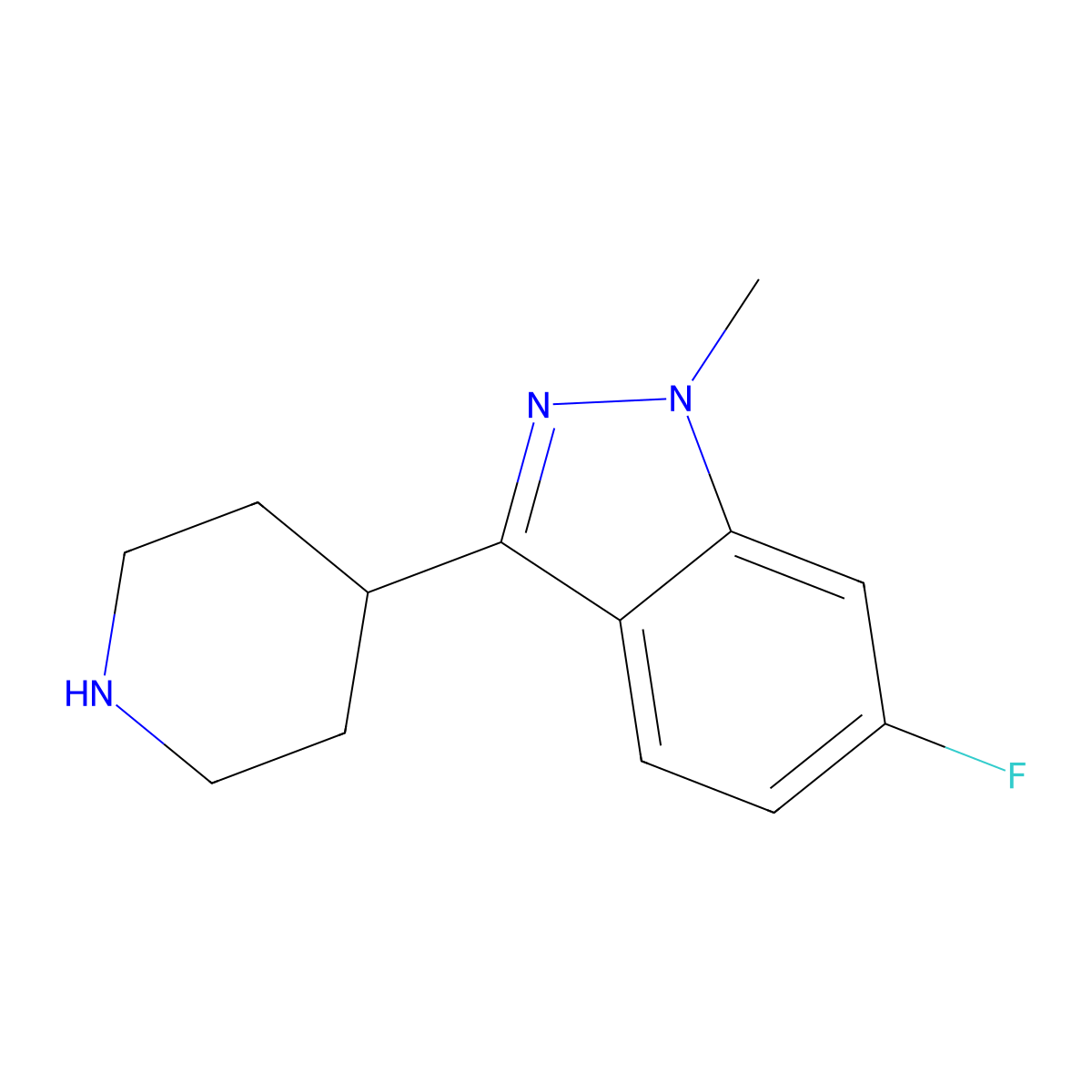 6-Fluoro-1-methyl-3-(piperidin-4-yl)-1H-indazole molecular structure, CAS 161557-63-7