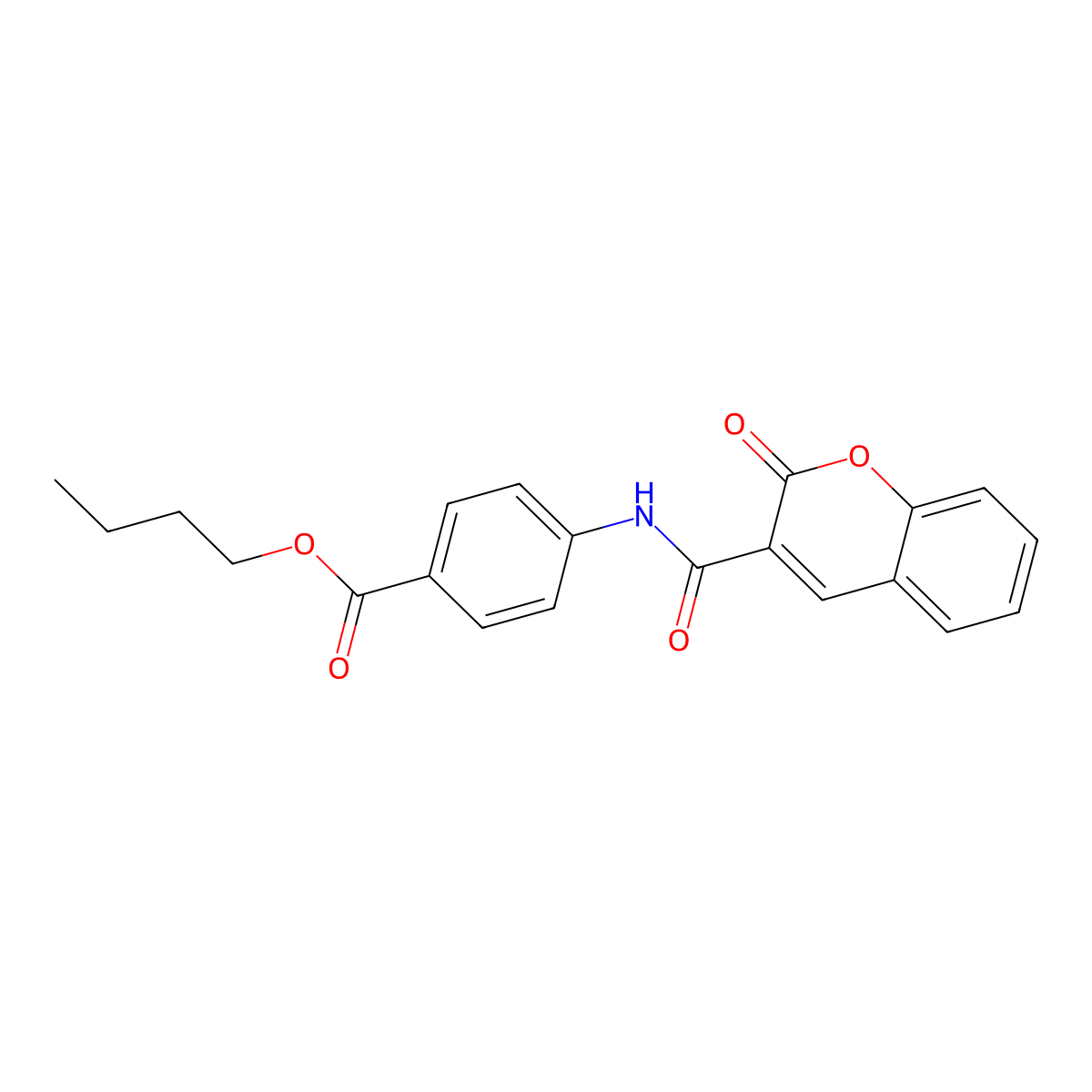 Butyl 4-[(2-oxochromene-3-carbonyl)amino]benzoate molecular structure, CAS 161559-21-3