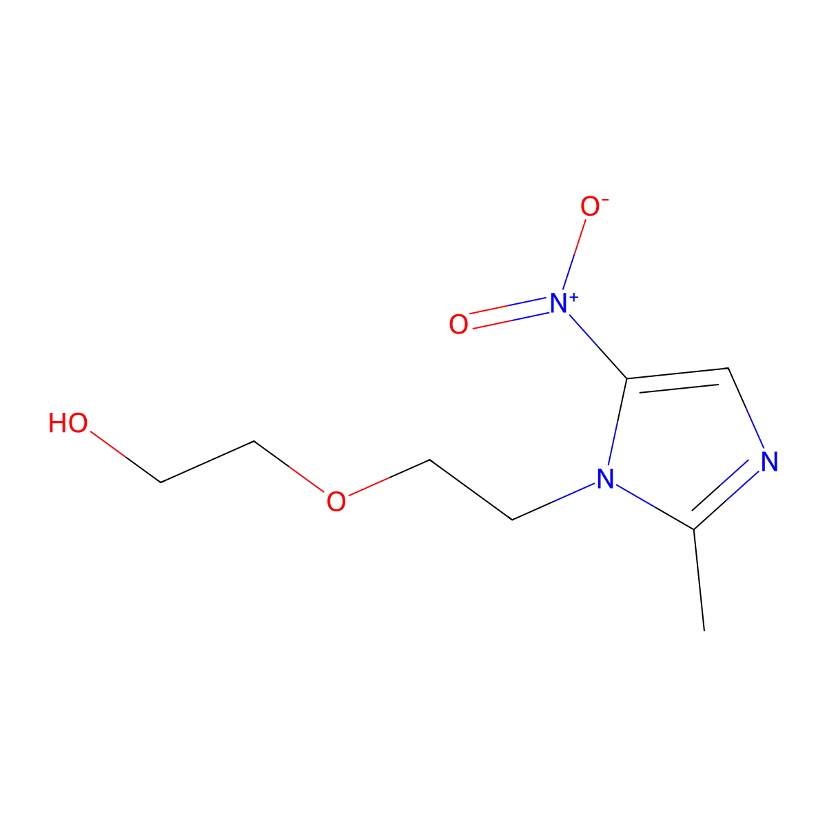 2-(2-(2-Methyl-5-nitro-1H-imidazol-1-yl)ethoxy)ethanol molecular structure, CAS 16156-94-8