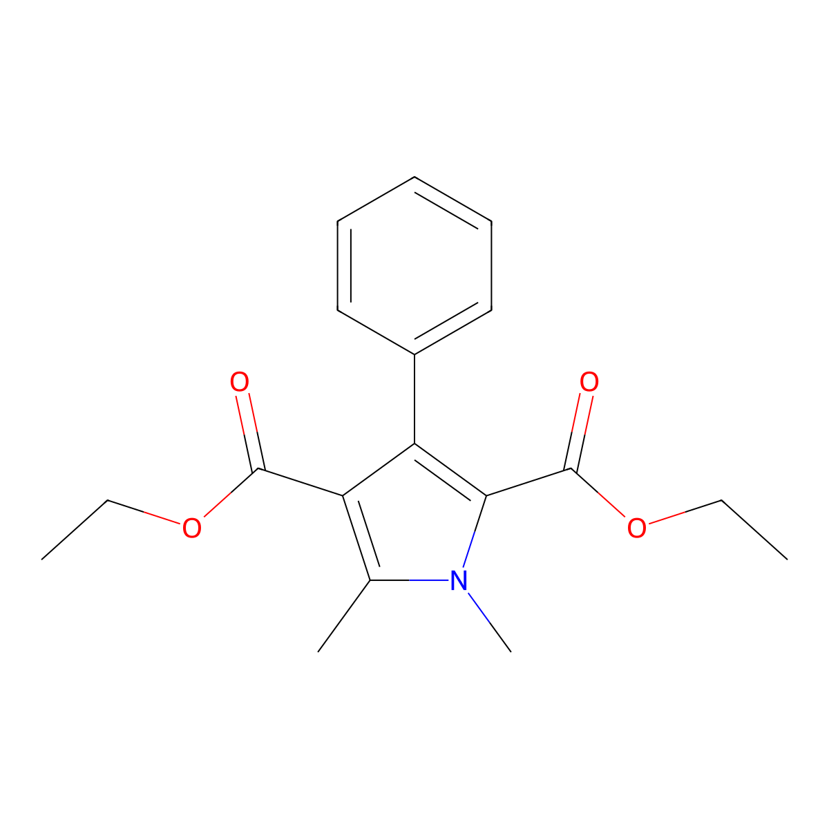 Diethyl 1,5-dimethyl-3-phenyl-1H-pyrrole-2,4-dicarboxylate molecular structure, CAS 161560-98-1