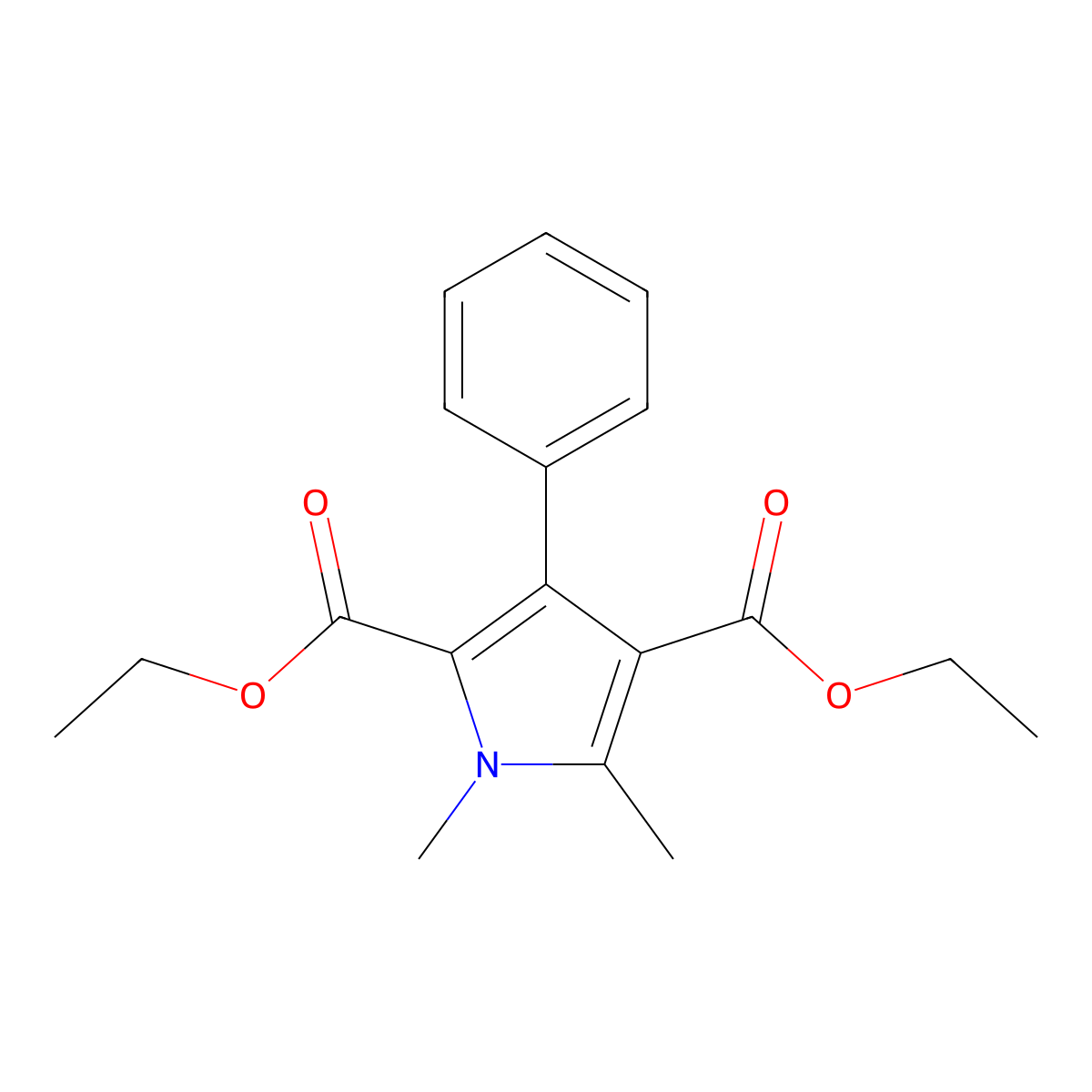 Diethyl 1,5-dimethyl-3-phenyl-1H-pyrrole-2,4-dicarboxylate molecular structure, CAS 161560-98-1