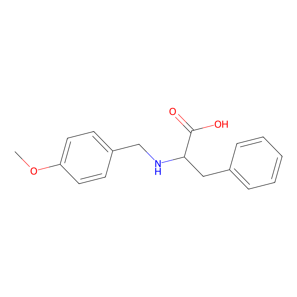 (S)-2-((4-Methoxybenzyl)amino)-3-phenylpropanoic acid molecular structure, CAS 161563-31-1