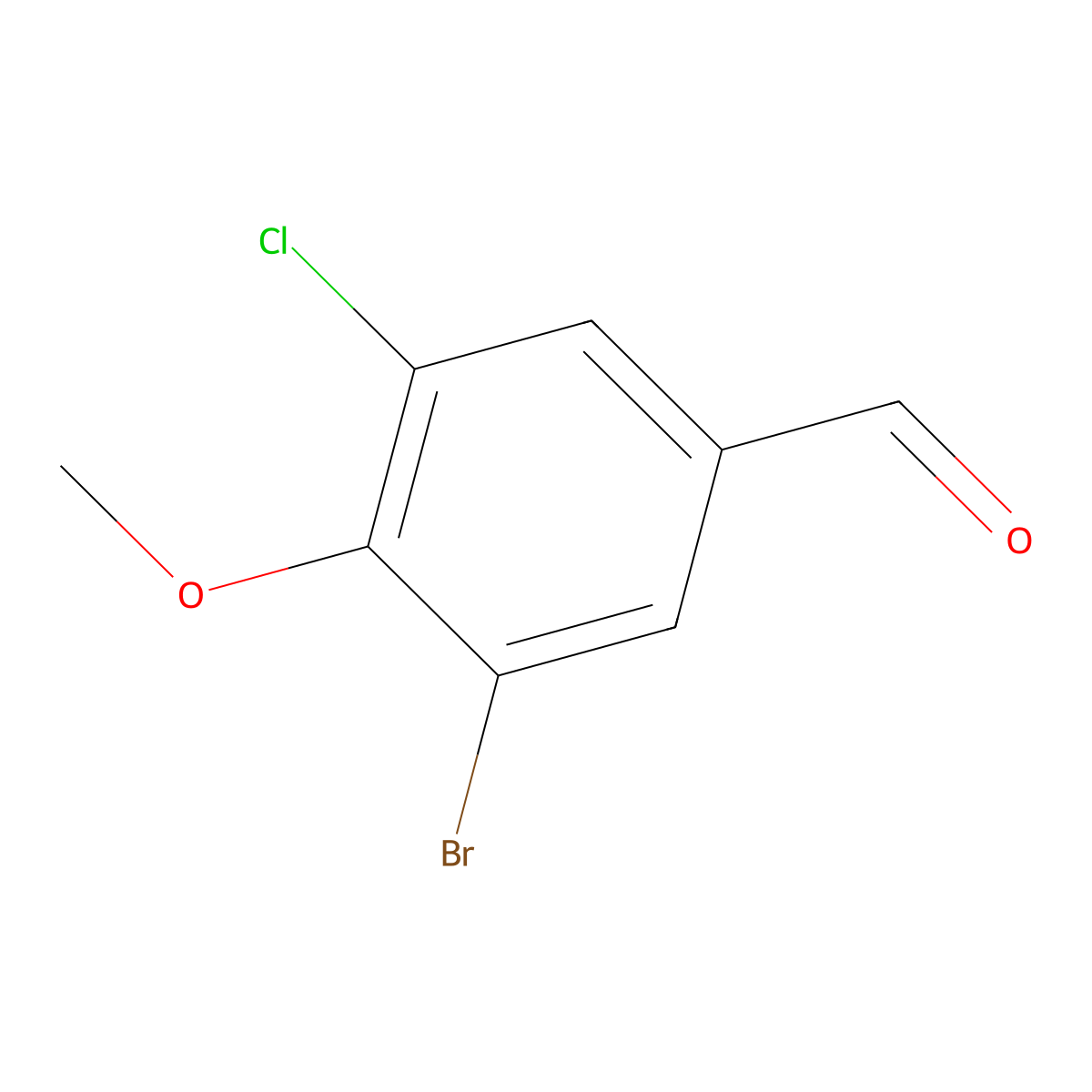 3-Bromo-5-chloro-4-methoxybenzaldehyde molecular structure, CAS 161565-36-2