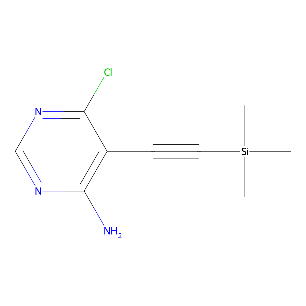6-Chloro-5-((trimethylsilyl)ethynyl)pyrimidin-4-amine molecular structure, CAS 1615680-91-5