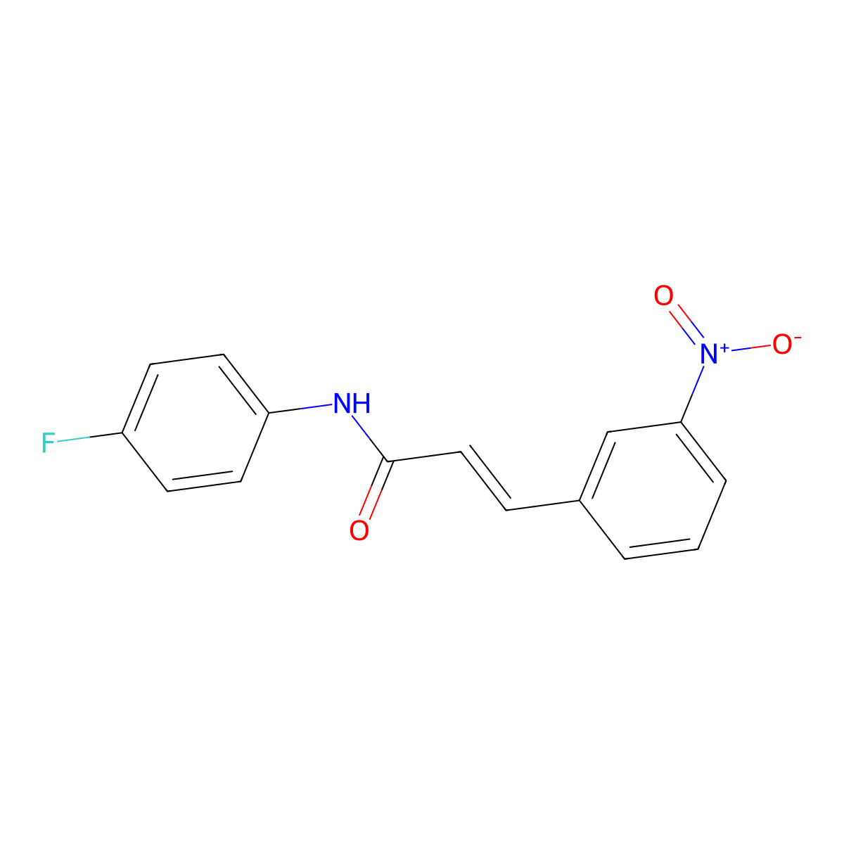 (2E)-N-(4-fluorophenyl)-3-(3-nitrophenyl)prop-2-enamide molecular structure, CAS 1615697-41-0
