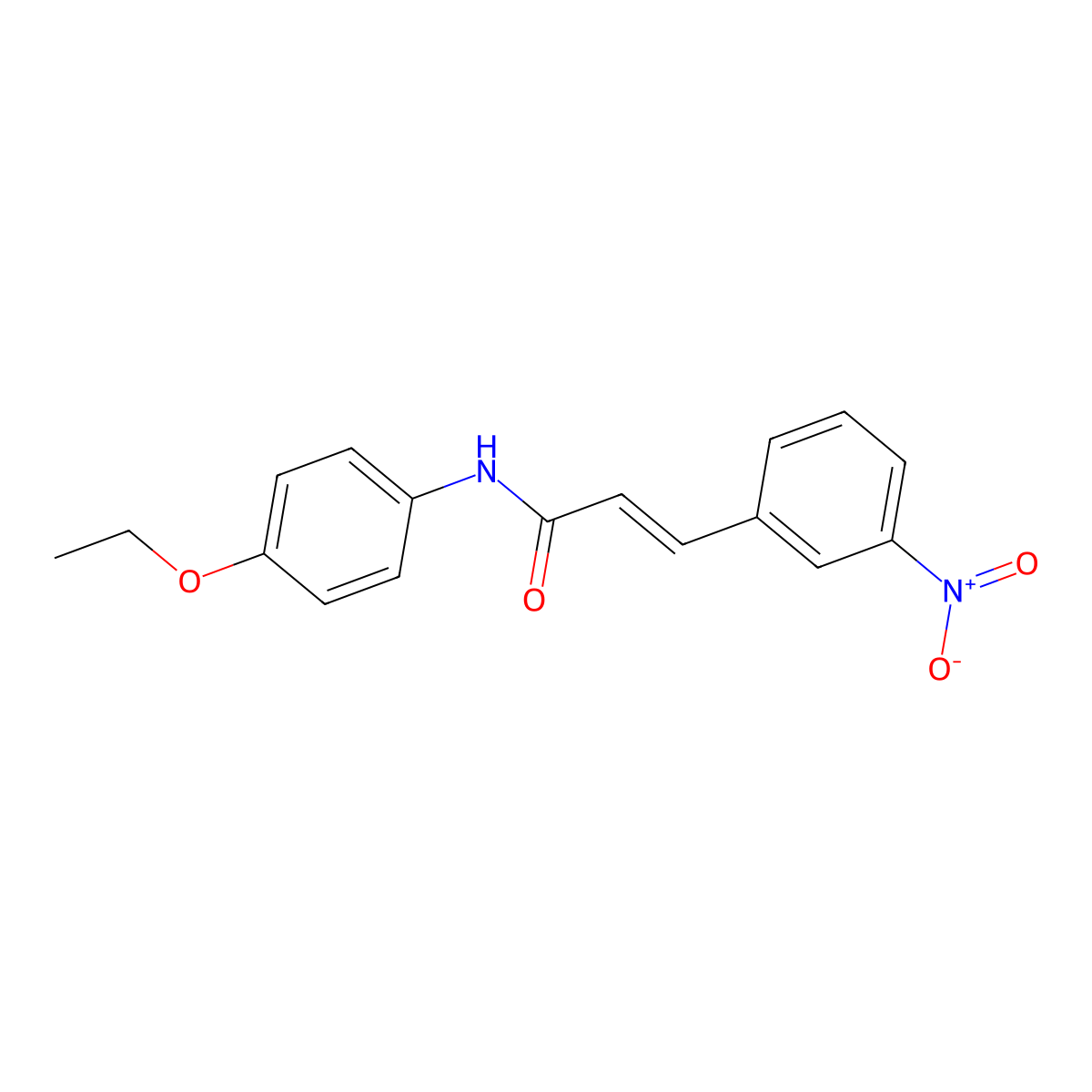 2-Propenamide, N-(4-ethoxyphenyl)-3-(3-nitrophenyl)- molecular structure, CAS 1615697-48-7