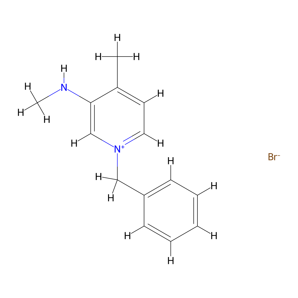 1-Benzyl-4-methyl-3-(methylamino)pyridin-1-ium bromide molecular structure, CAS 1615709-89-1