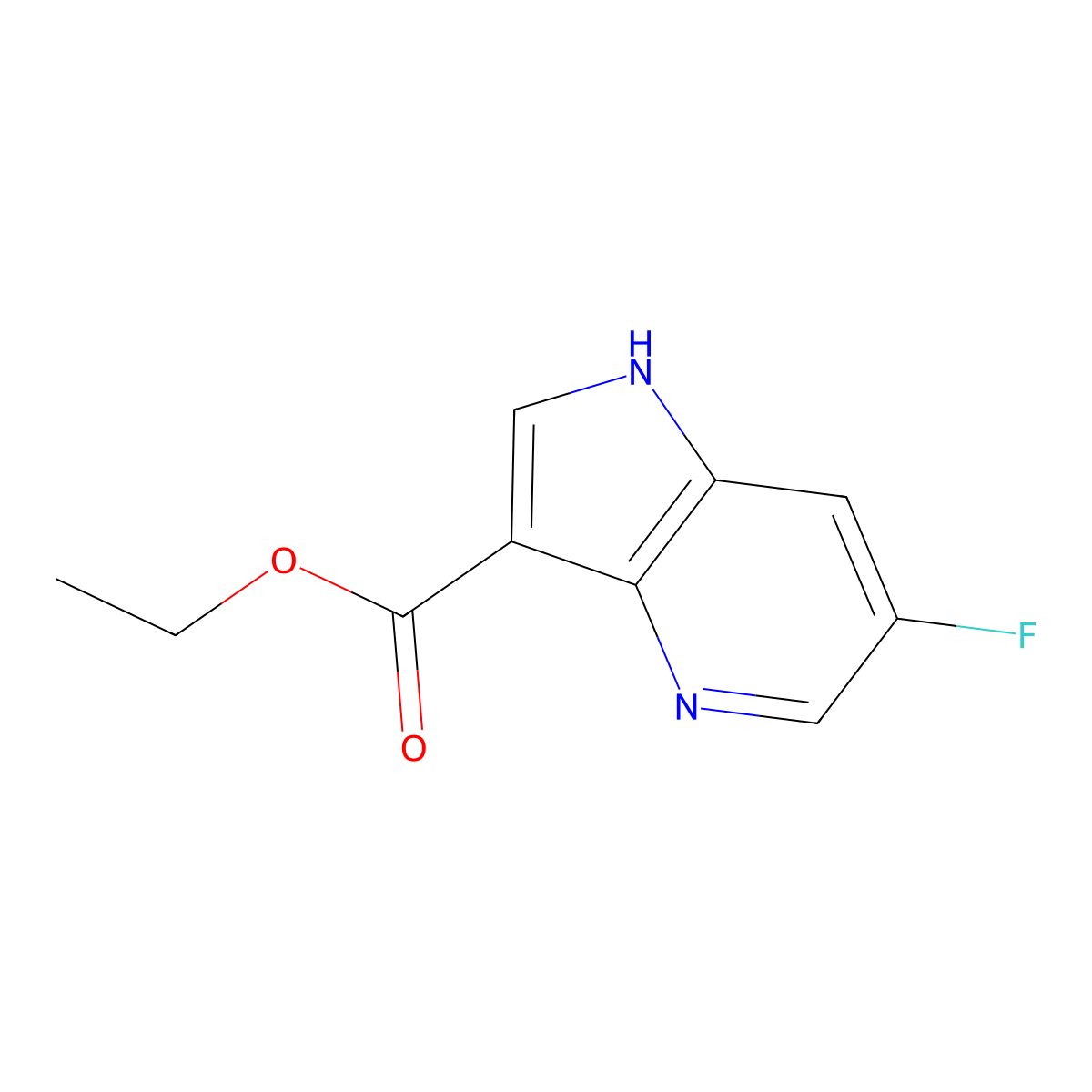 Ethyl 6-fluoro-1H-pyrrolo[3,2-b]pyridine-3-carboxylate molecular structure, CAS 1615714-29-8